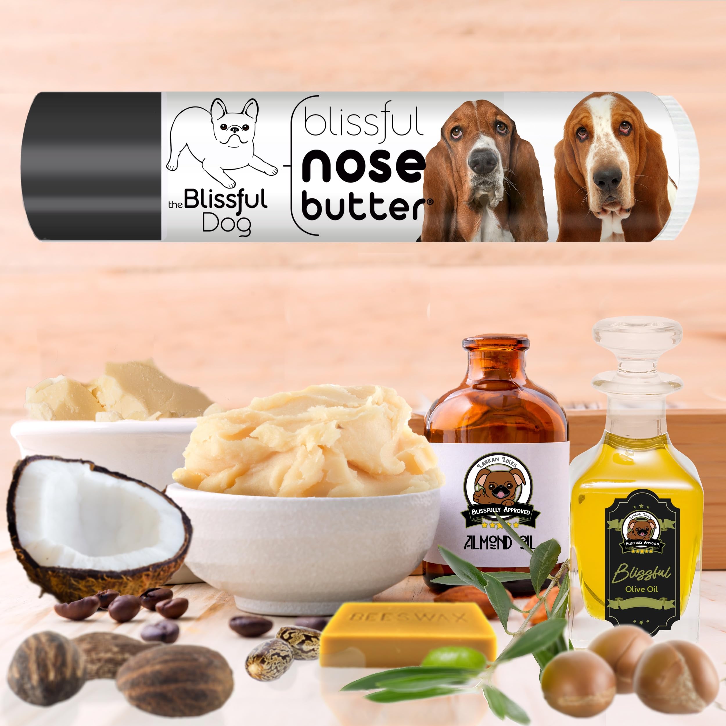 The Blissful Dog Basset Hound Unscented Nose Butter - Dog Nose Butter, 0.15 Ounce