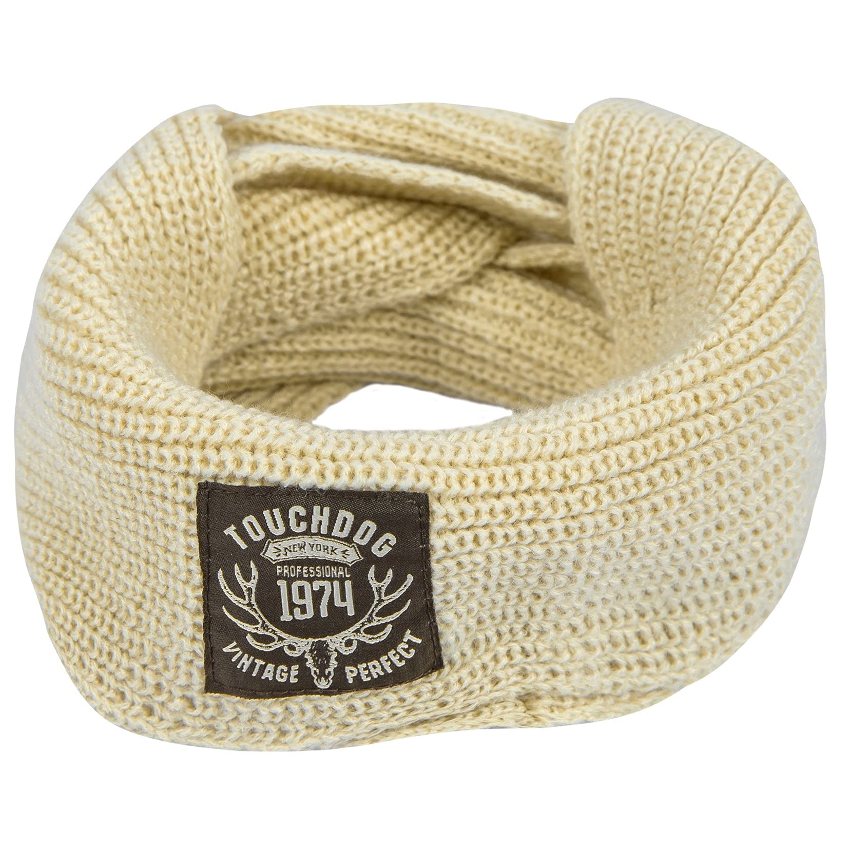 Touchdog Heavy Knitted Winter Dog Scarf, One Size, Beige