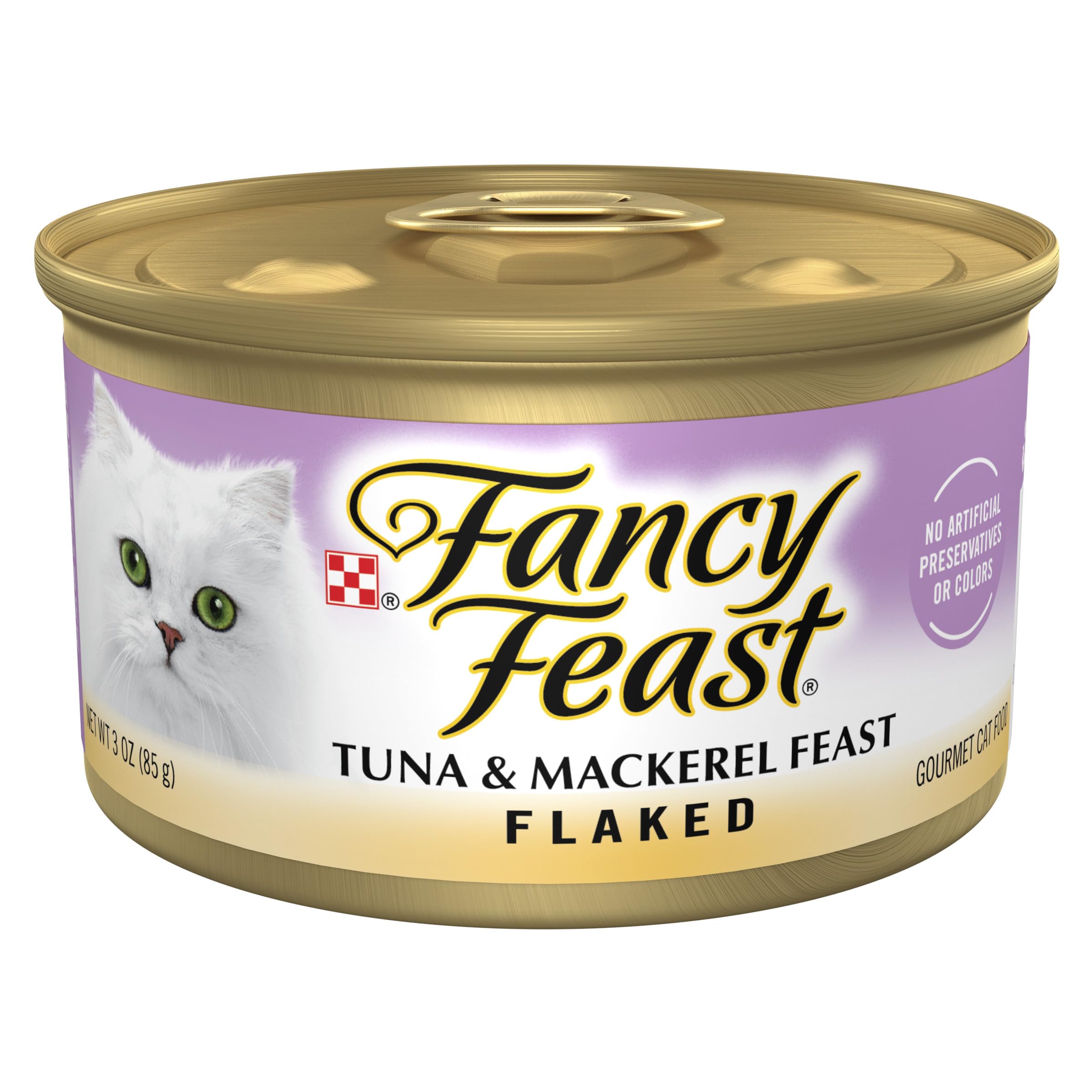 Fancy Feast Wet Cat Food - Flaked Tuna & Mackerel Feast, 3 oz Cans, Pack of 24