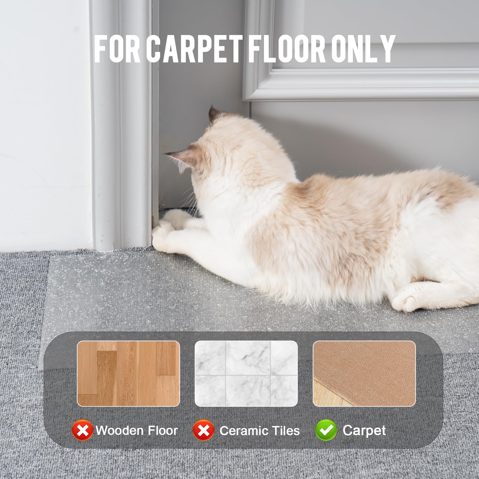 Uross Carpet Protector For Pets - Anti-Scratch Mat For Doorway, Easy To Cut Plastic Scratch Stopper, Cat Guard For Under Door, 3
