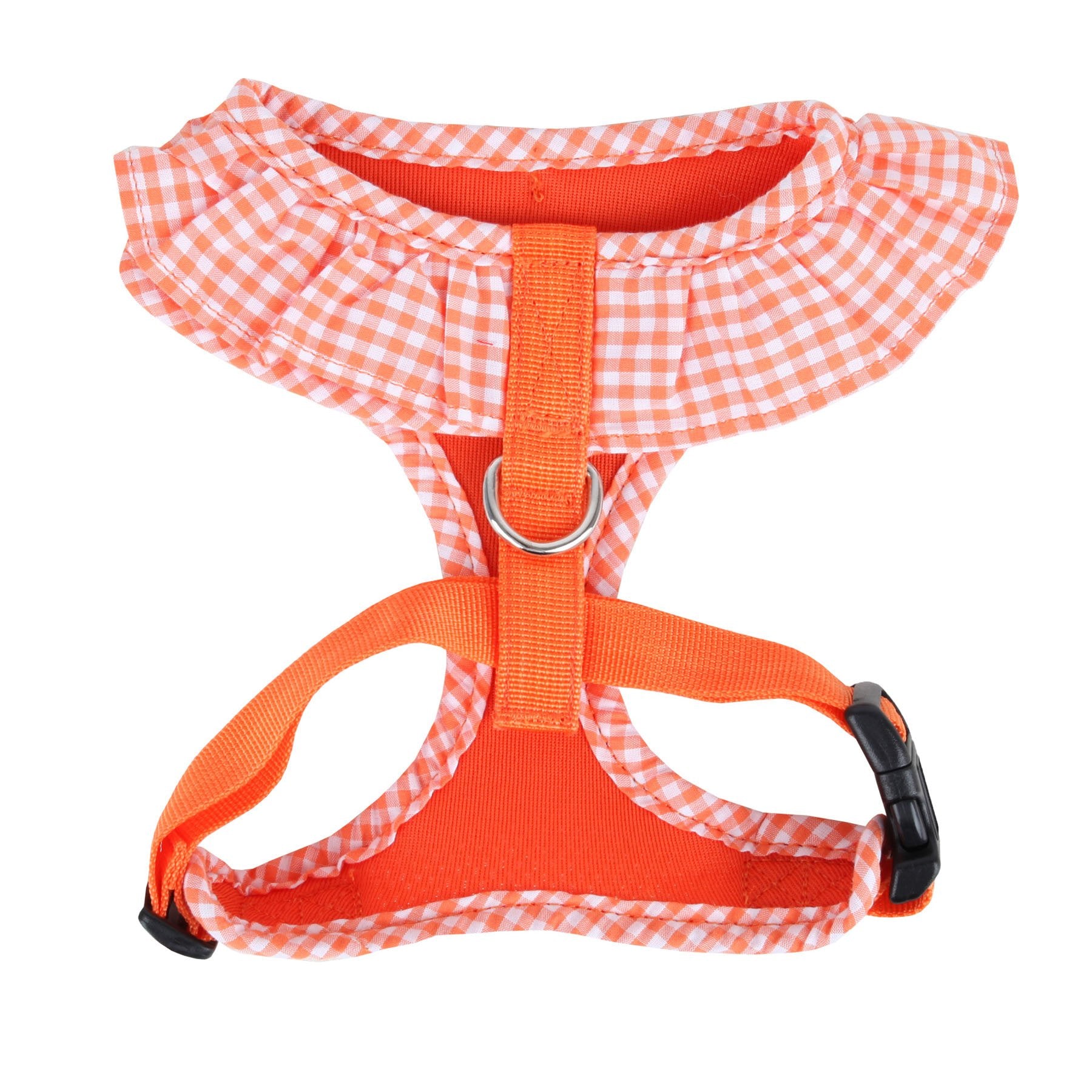 Puppia Vivien Dog Harness Over-The-Head All Season Cute No Pull No Choke Walking Training Adjustable For Small Dog, Orange, Large