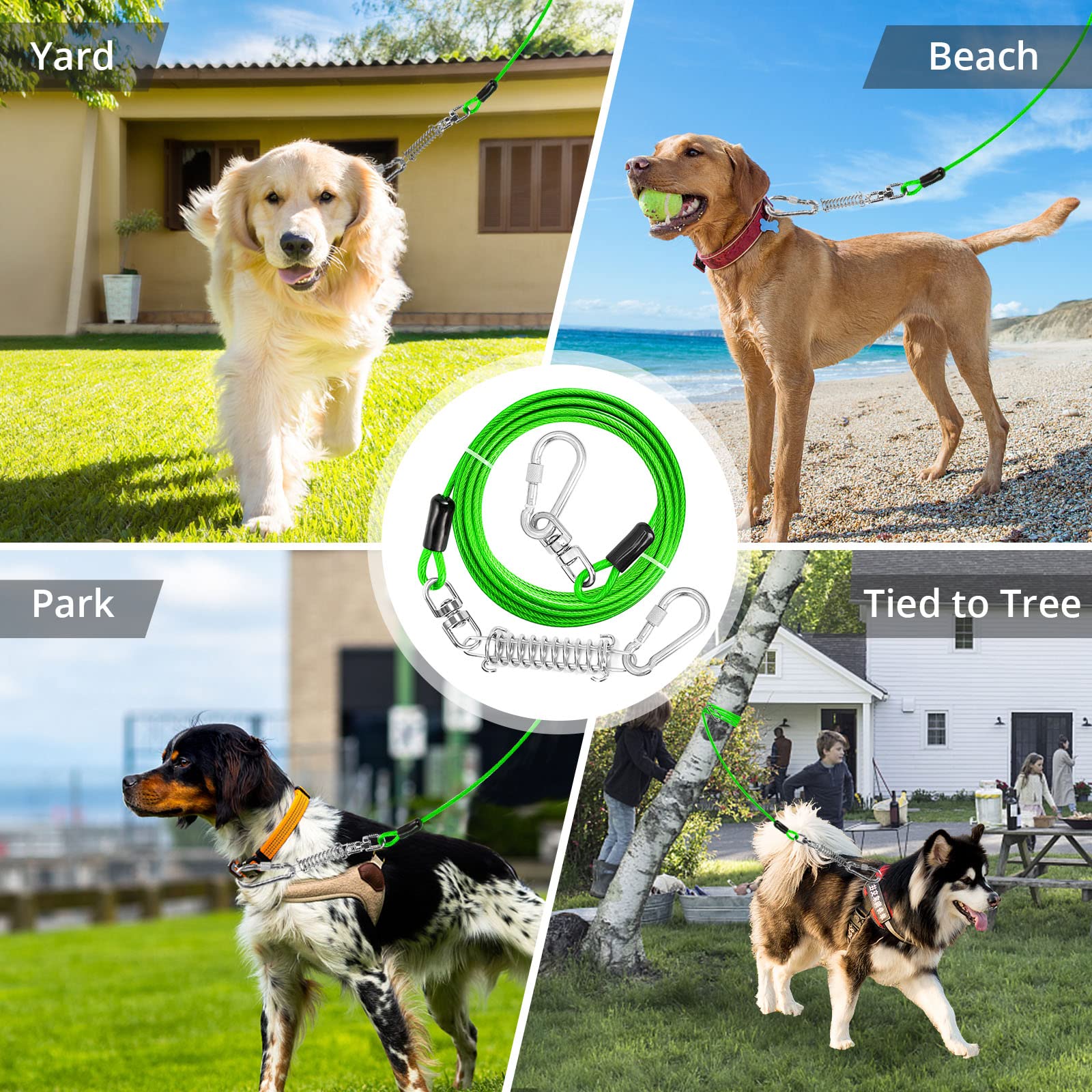 Jenico Dog Tie Out Cable - 70 Ft Dog Runner Cable With Swivel Hook, Dog Leash Run Tether For Yard Outdoor And Camping, Rust- Proof Training Line For Small To Medium Pets Up To 500 Lbs