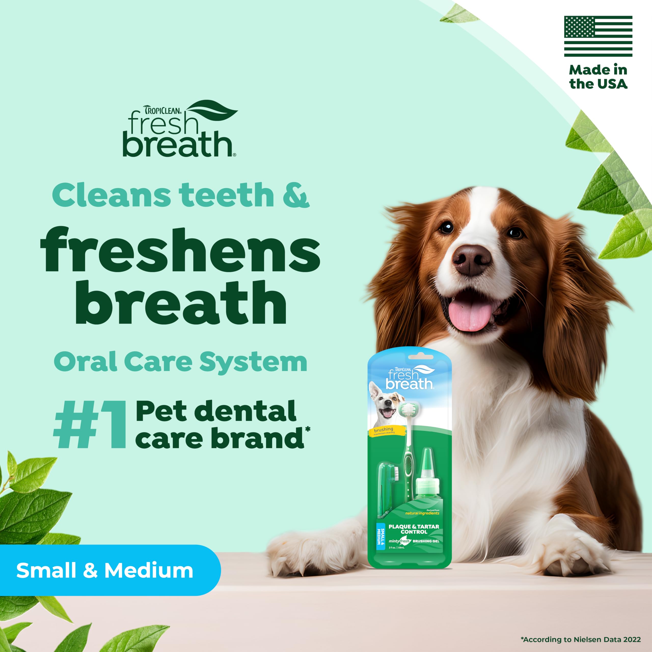 TropiClean Fresh Breath Toothbrush and Toothpaste Kit for Dogs, Teeth Cleaning Kit for Plaque & Tartar Removal, Breath Freshener