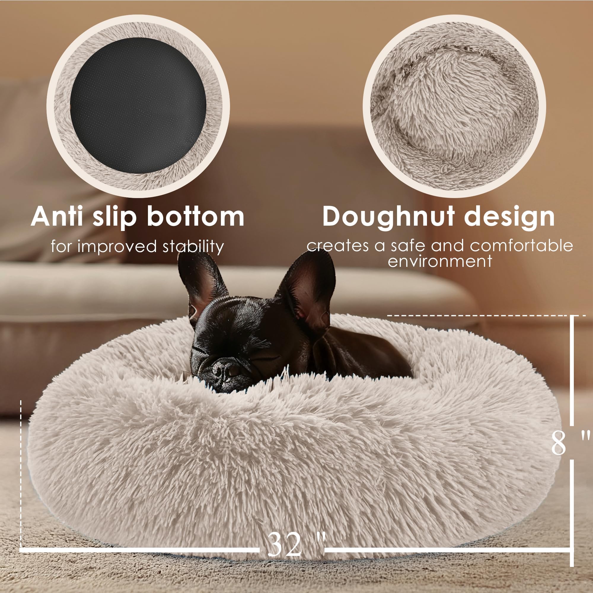 Dog Beds Large Sized Dog and Cats, 32in Pet Beds for Large Pet, Washable Indestructible Extra Large Dog Bed (Brown)