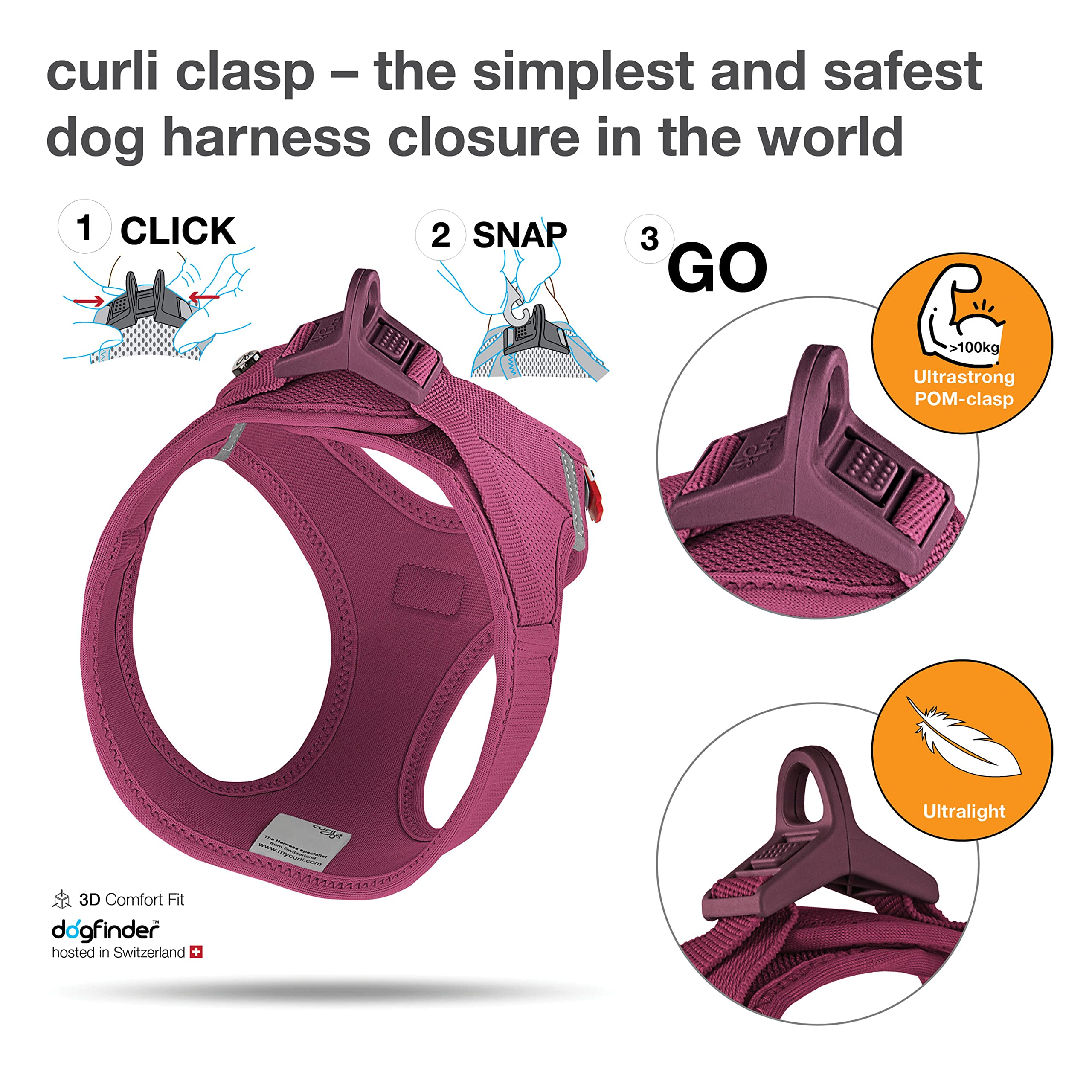 Vest Harness curli Clasp Air-Mesh Ruby 2XS