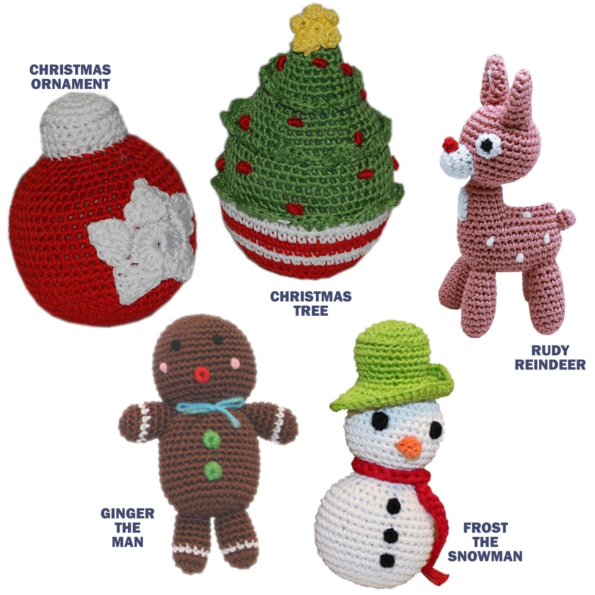 Mirage Pet Product Knit Knacks Christmas Ornament Ball Organic Cotton Small Dog Toy