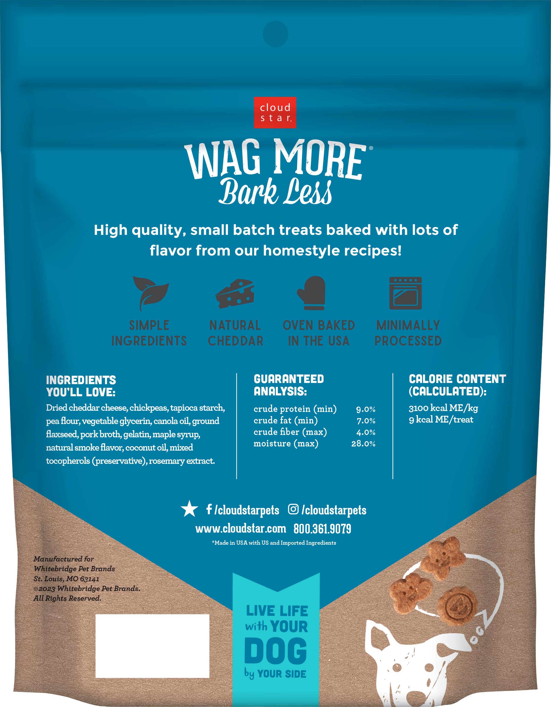 Cloud Star Wag More Bark Less Soft Chews Grain Free Dog Treats, Cheddar Cheese, 5 oz. Pouch