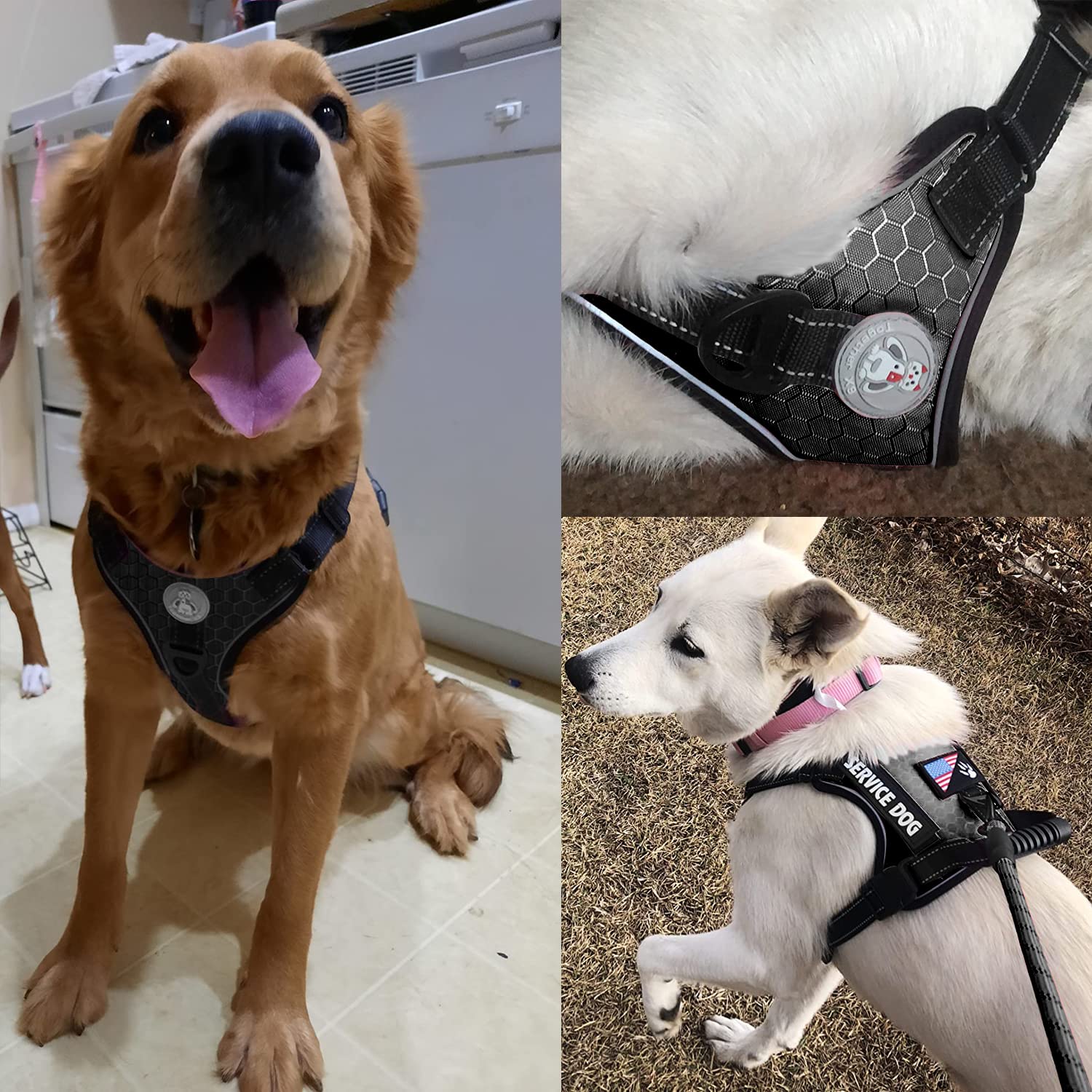 Cymiler Service Dog Vest,No-Pull Dog Harness And Leash Set,Adjustable Oxford Reflective Service Dog Vest Harness With Handle For Outdoor Walking Training,Easy Control For Small Medium Large Dogs