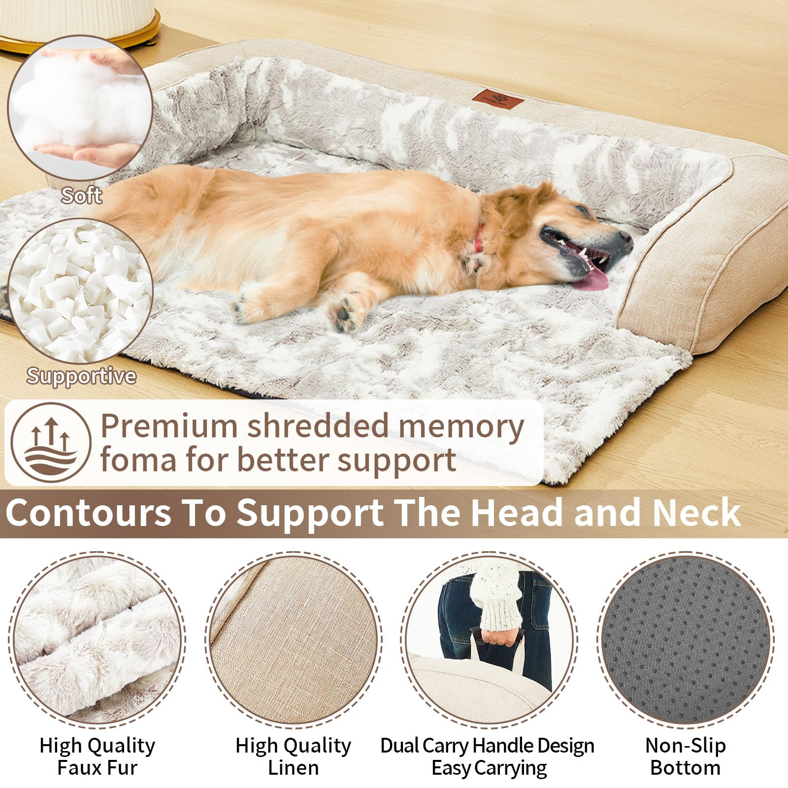 Hapyclaw Calming Dog Couch Bed Mat, 45X37 Inch Waterproof Fluffy Sofa Cover, Furniture Protector With Handle, Removable And Wash