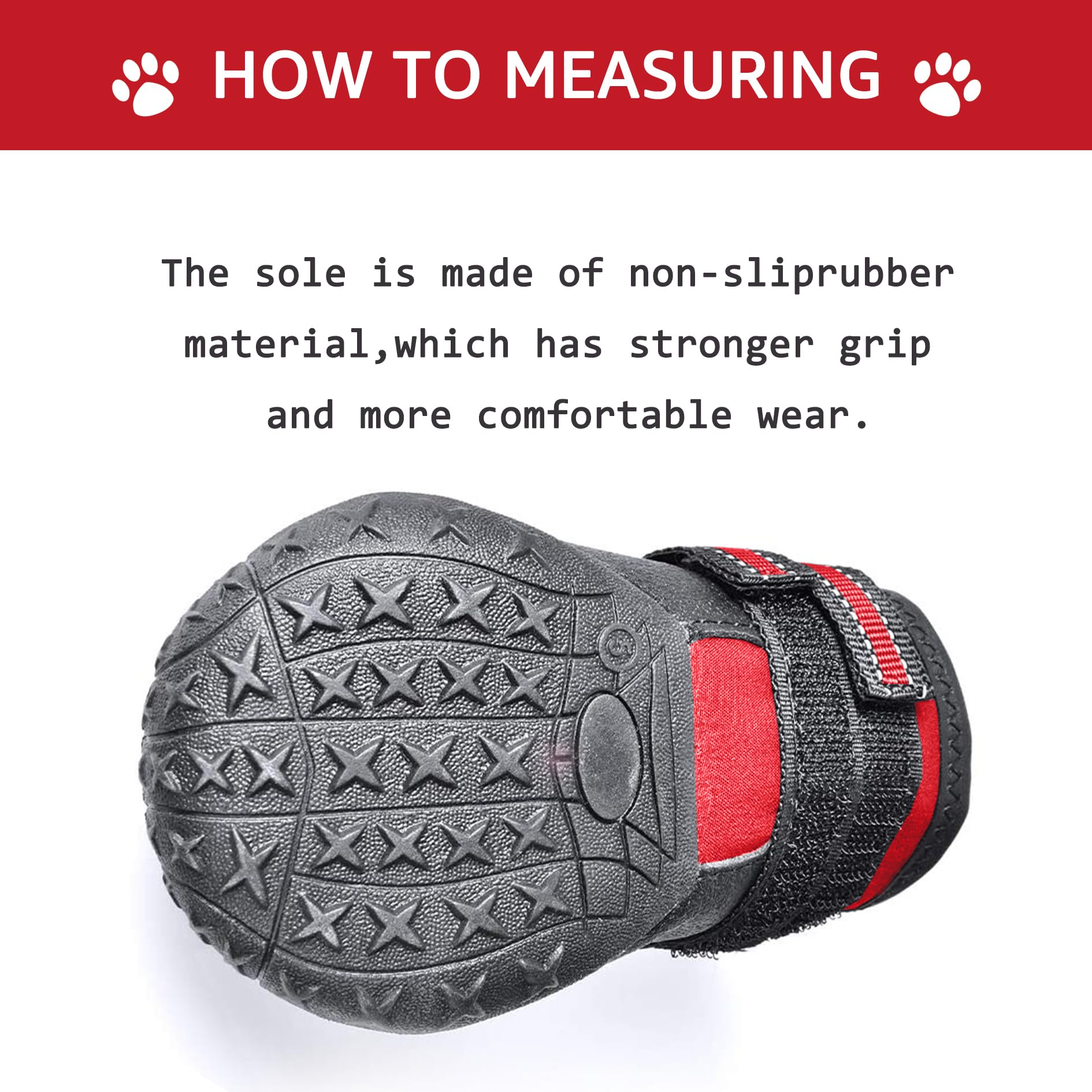 Xsy&G Dog Boots,Waterproof Dog Shoes,Dog Booties With Reflective Strips Rugged Anti-Slip Sole And Skid-Proof,Outdoor Dog Shoes For Medium Large Dogs 4Pcs Red-Size 7