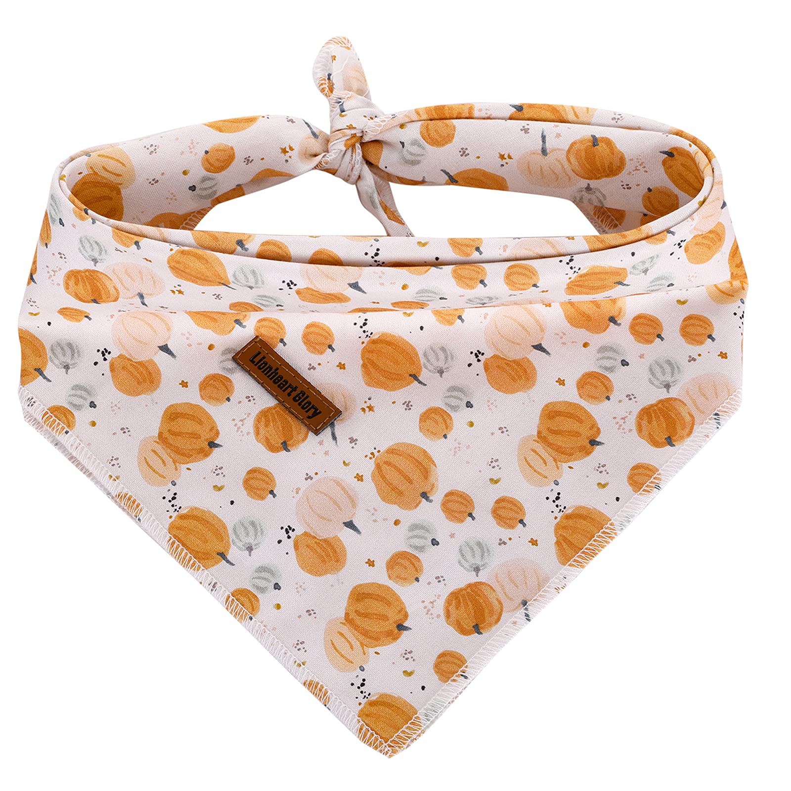 Lionheart Glory Dog Bandana 1 Pack Washable Soft Cotton Halloween Pumpkin Bibs Scarf, Adjustable Kerchief Square Dog Bandanas For Small Dogs