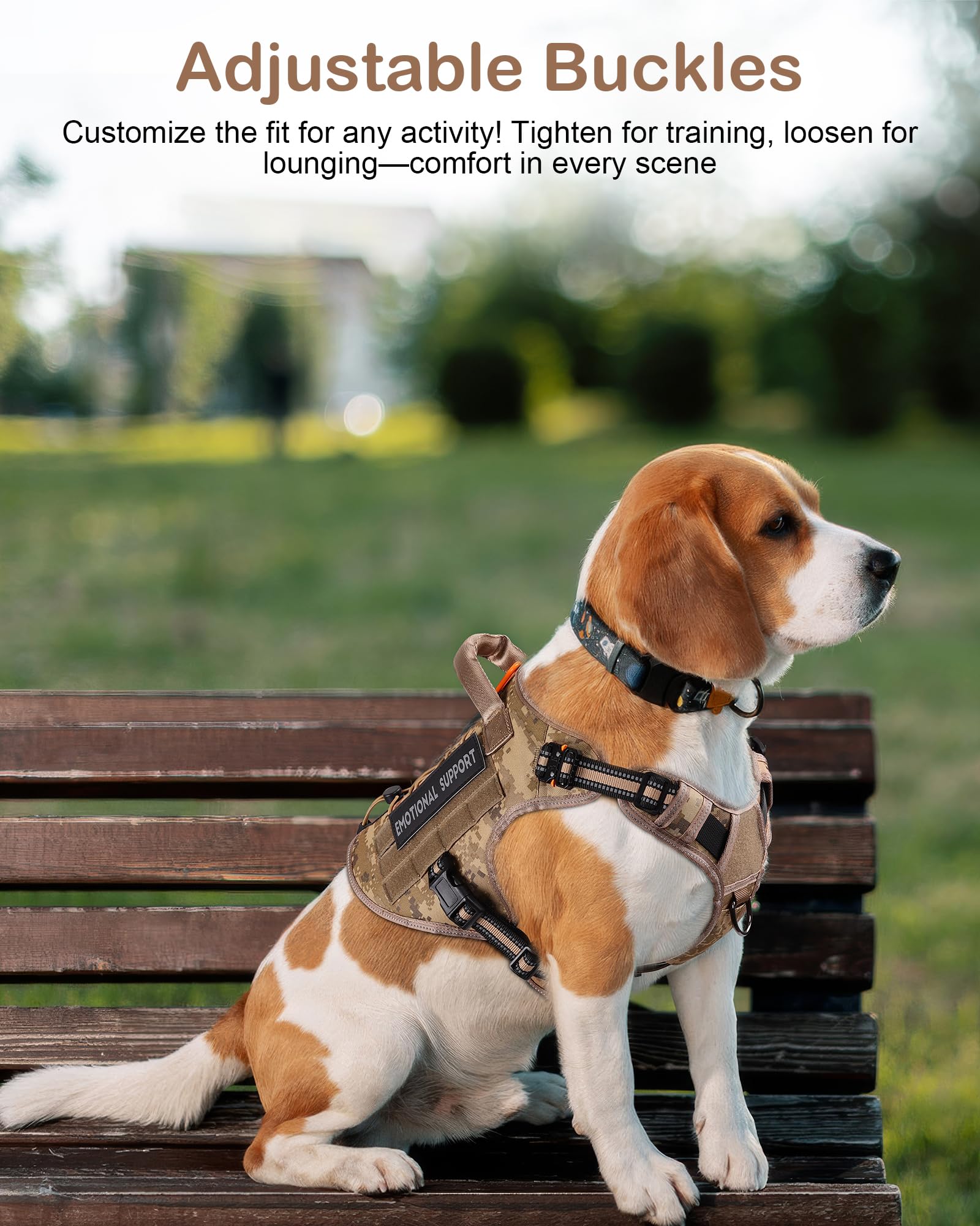 Petnanny Tactical Dog Harness Reflective With Id Card,Service Dog Vest Harness For Medium Large Dogs,Emotional Support Vest With