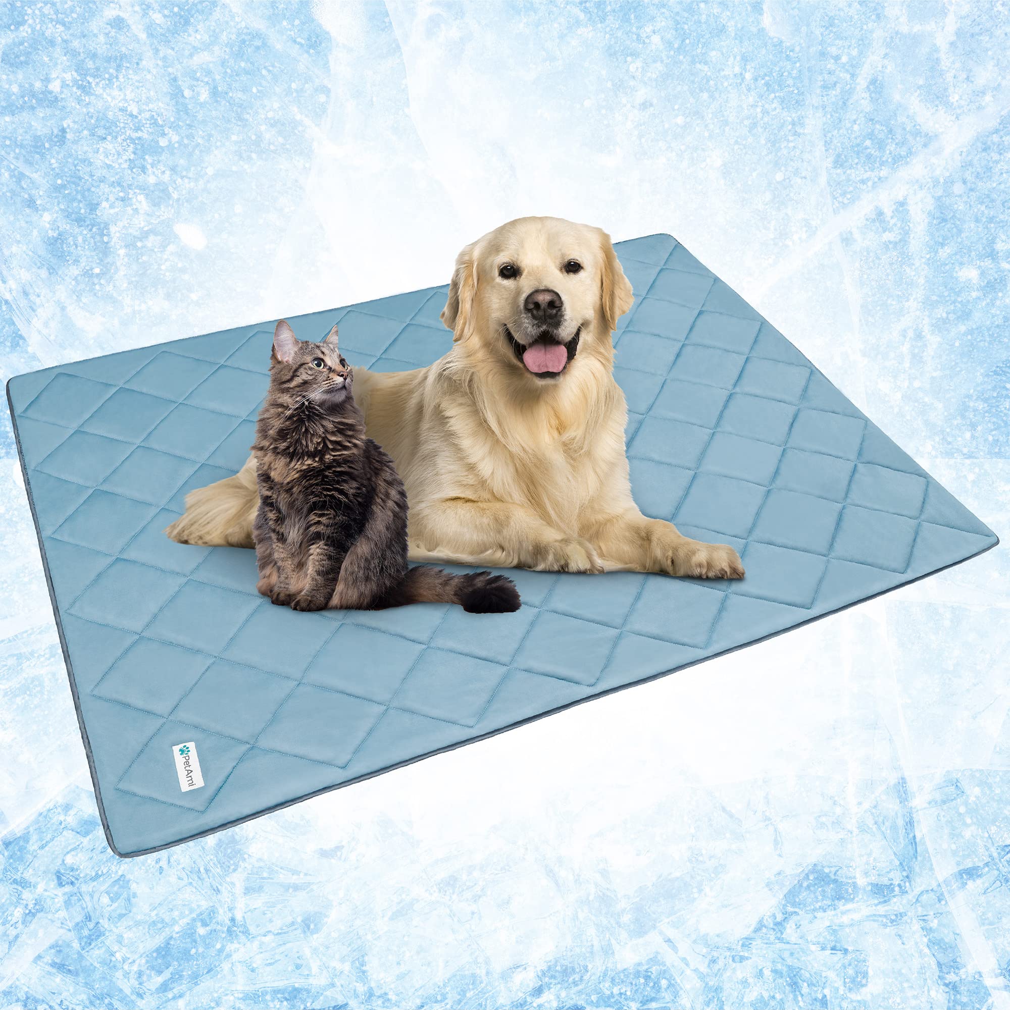 Petami Premium Cooling Dog Blanket | Lightweight Fluffy Pet Throw Blanket Bed Cover For Dogs, Cat, Puppies | Pet Blanket Furniture Protector Couch Sofa | Reversible Fuzzy Cozy | 90X90, Dusty Blue