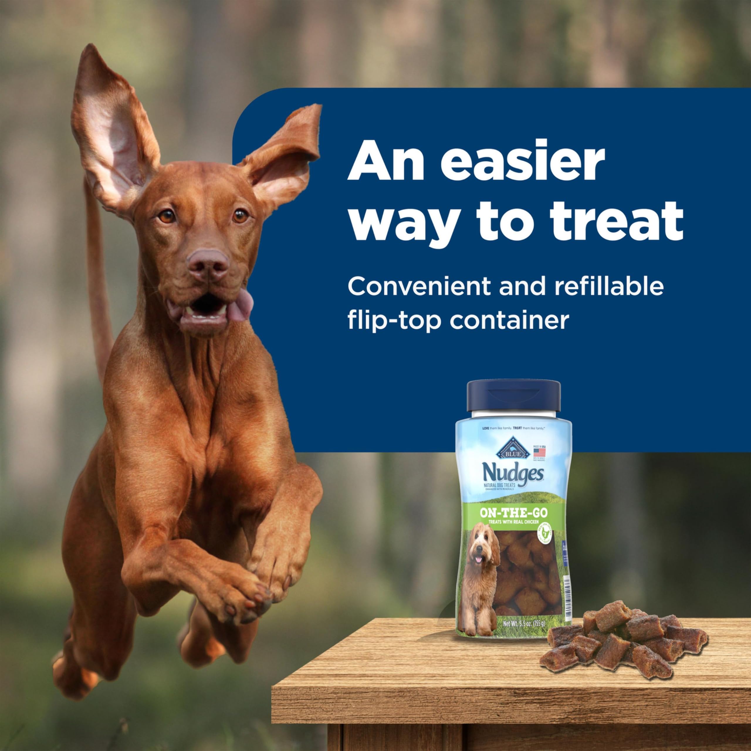 Blue Buffalo Nudges On The Go Dog Treats, Made in the USA with Natural Ingredients, Chicken, 5.5-oz. Bag