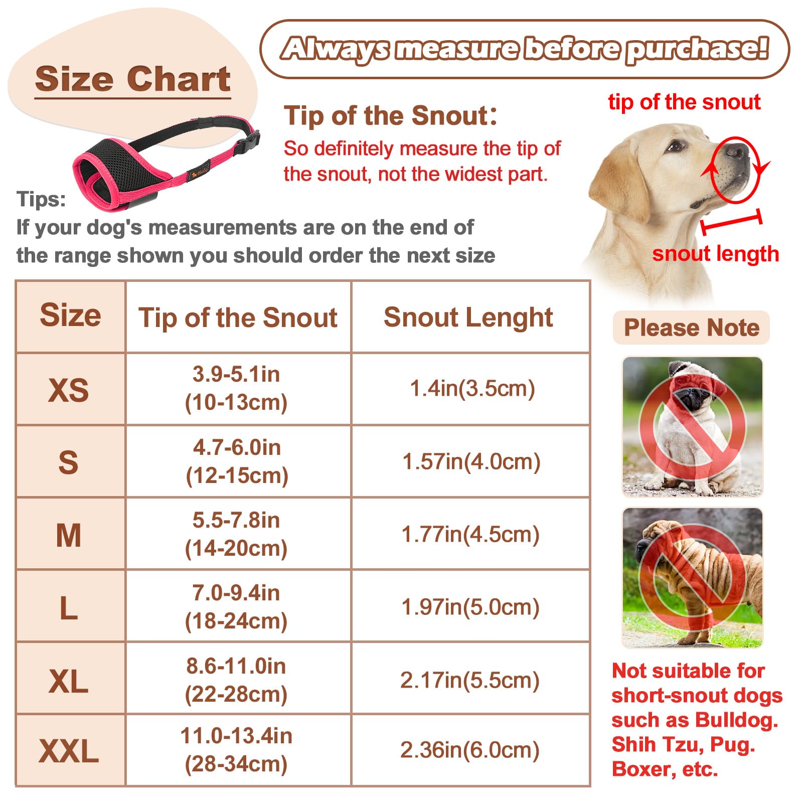 Heele Dog Muzzle,Soft Nylon Muzzle Anti Biting Barking Chewing,Air Mesh Breathable Drinkable Adjustable Loop Pets Muzzle For Small Medium Large Dogs 4 Colors 4 Sizes (Xxl, Red)