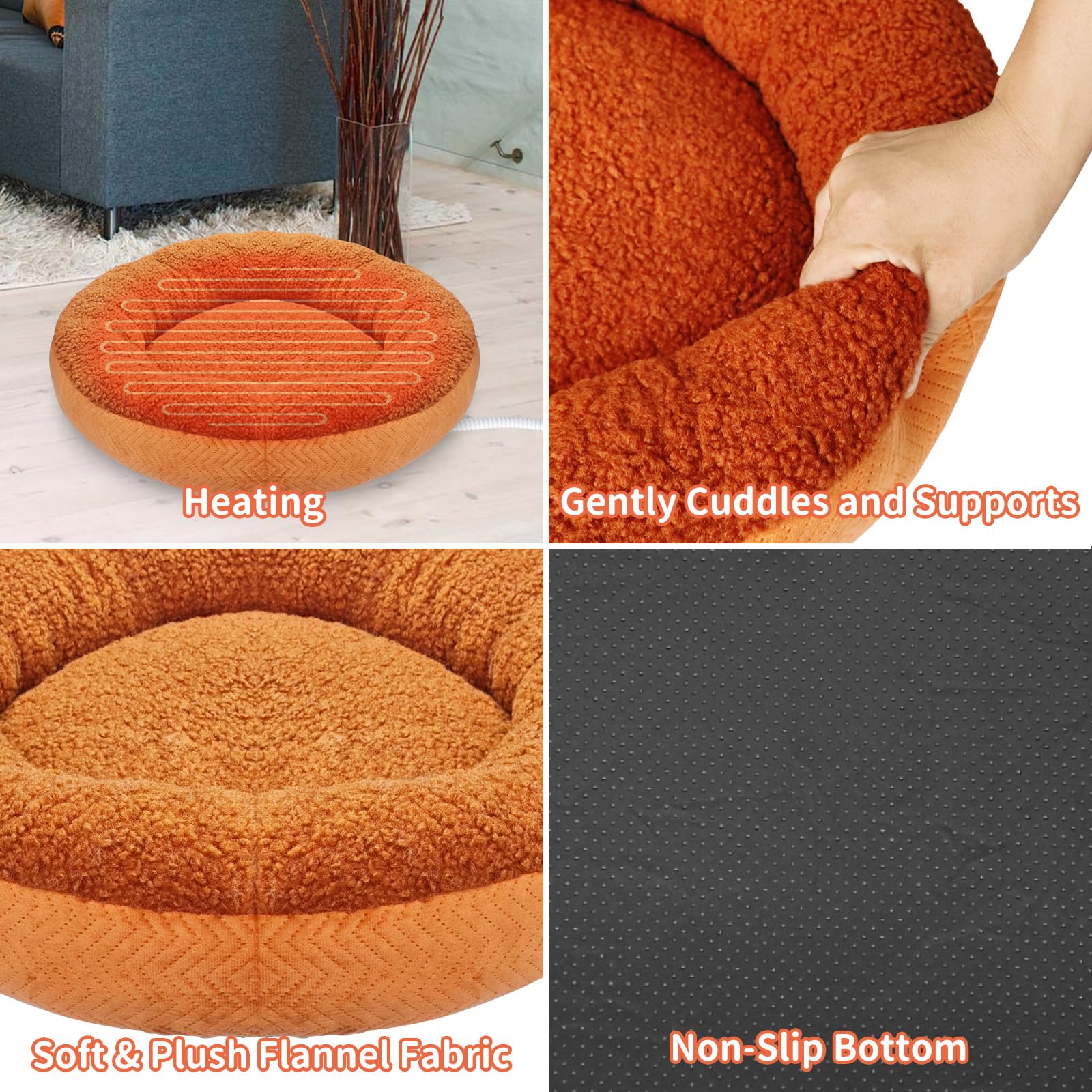 Aupetek Heated Cat Beds For Indoor Cats Warming Cat Beds Super Soft Machine Washable Thermo Kitty Electric Heating Bed 19 Inches