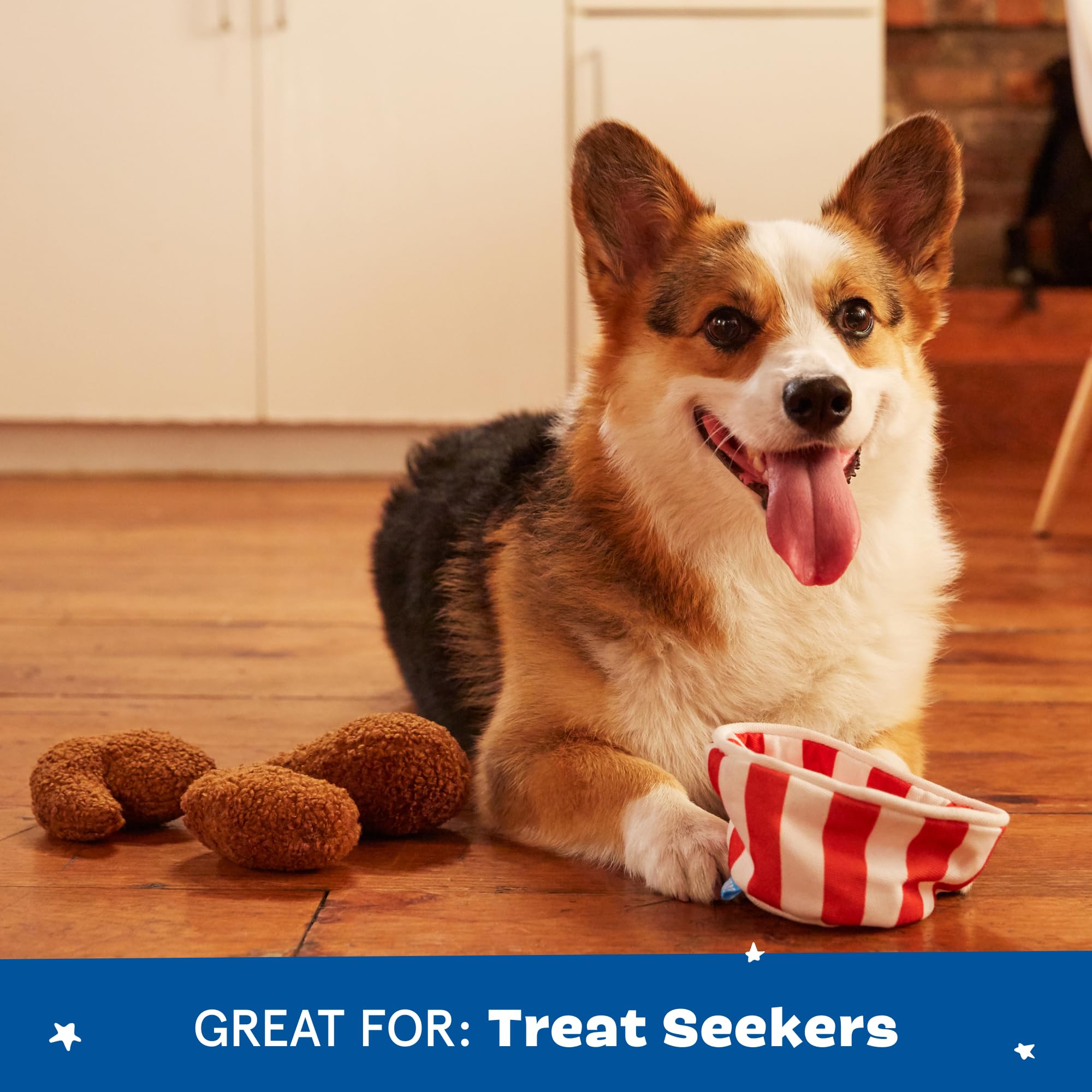 Barkbox 2 in 1 Interactive Plush Dog Toy - Rip and Reveal Dog Toy for Medium, & Large Dogs - Stimulating Squeaky Pet Enrichment