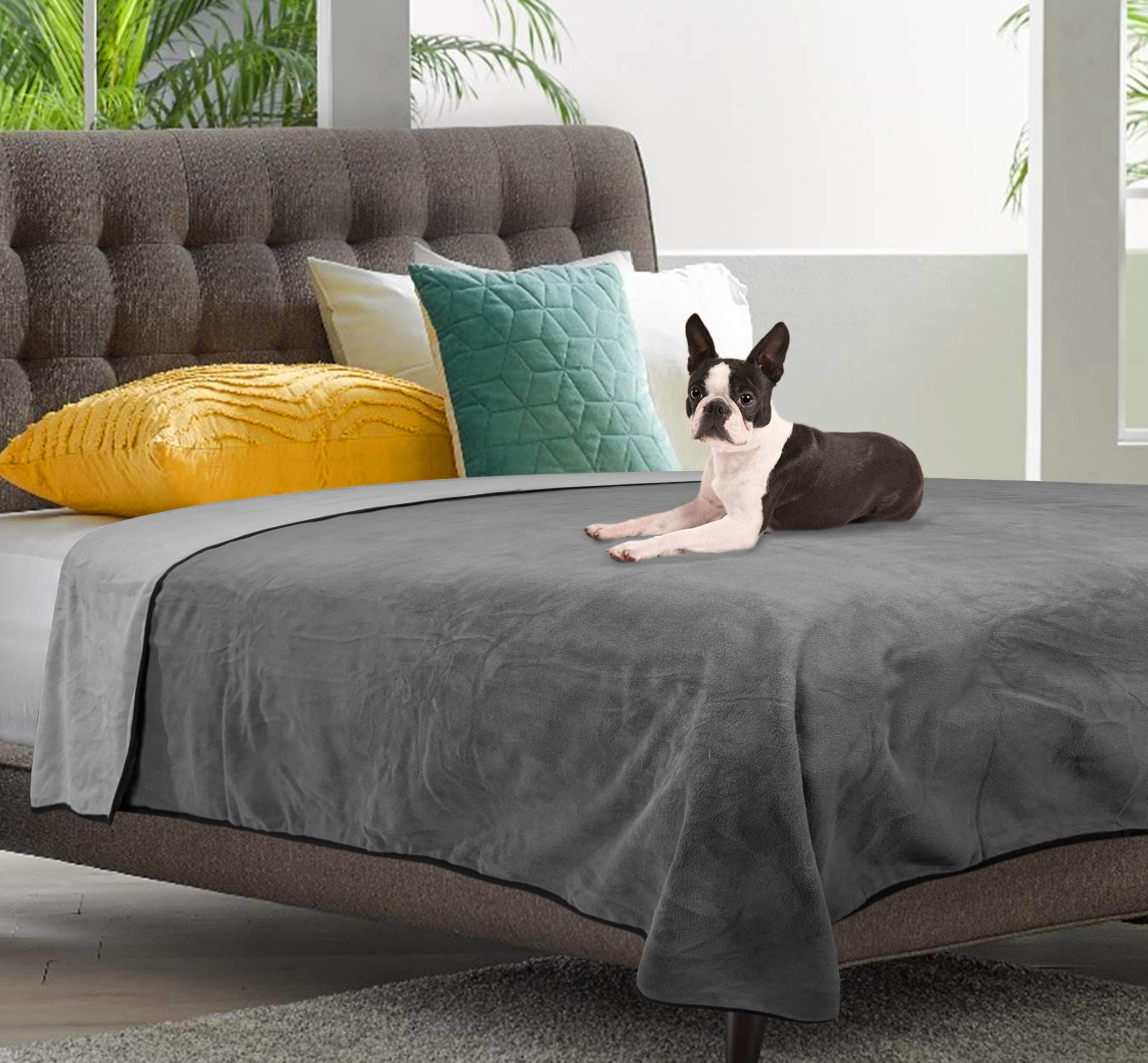 Wesbrad 100% Leak Proof, Waterproof, Totally Pee Proof, Ez-Wash, Durable, 3 Layer Blanket (60''X50'' Slate Grey/Cool Grey) Adult