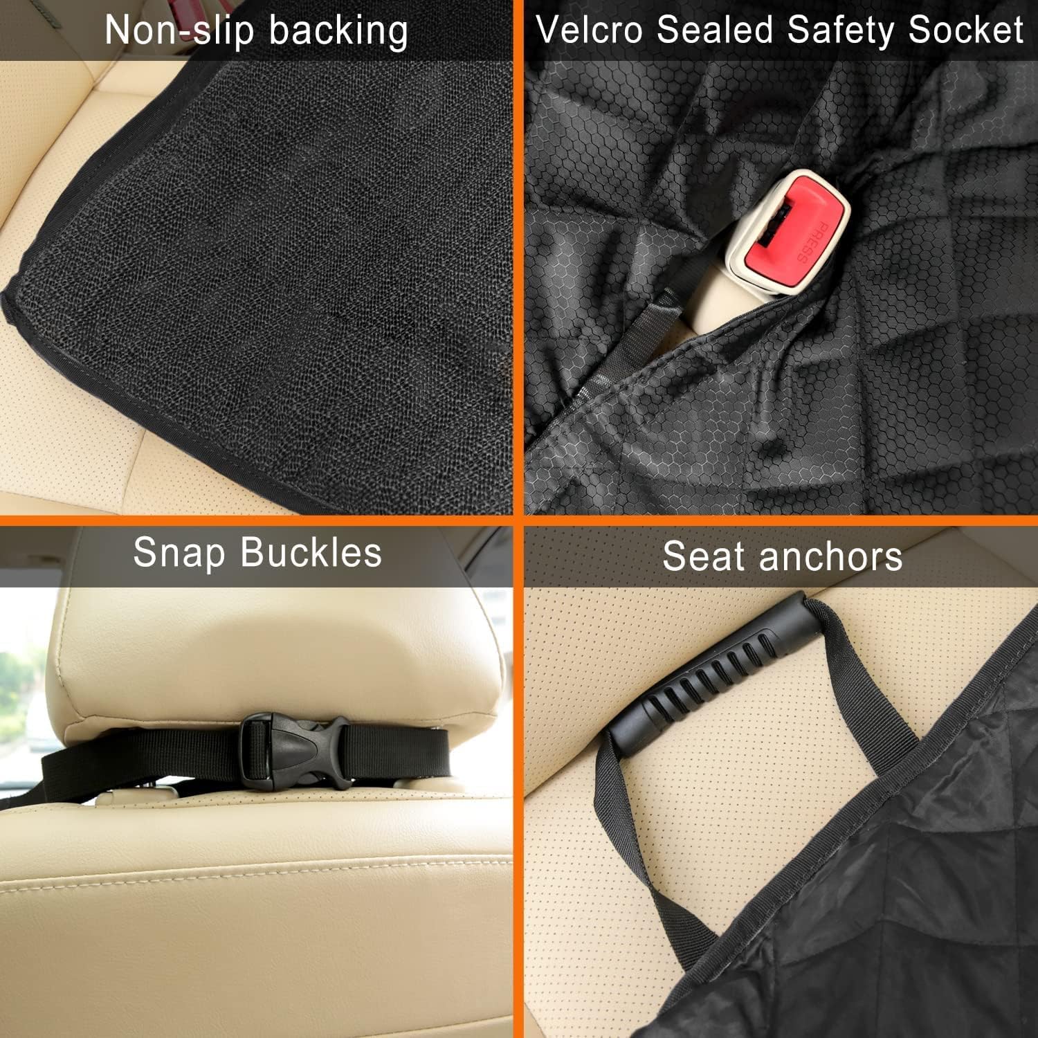 Bark Lover Waterproof Dog Back Seat Cover, Heavy-Duty Polyester, 47" L × 54" W, Black, Model Bark Lover-Bench1B