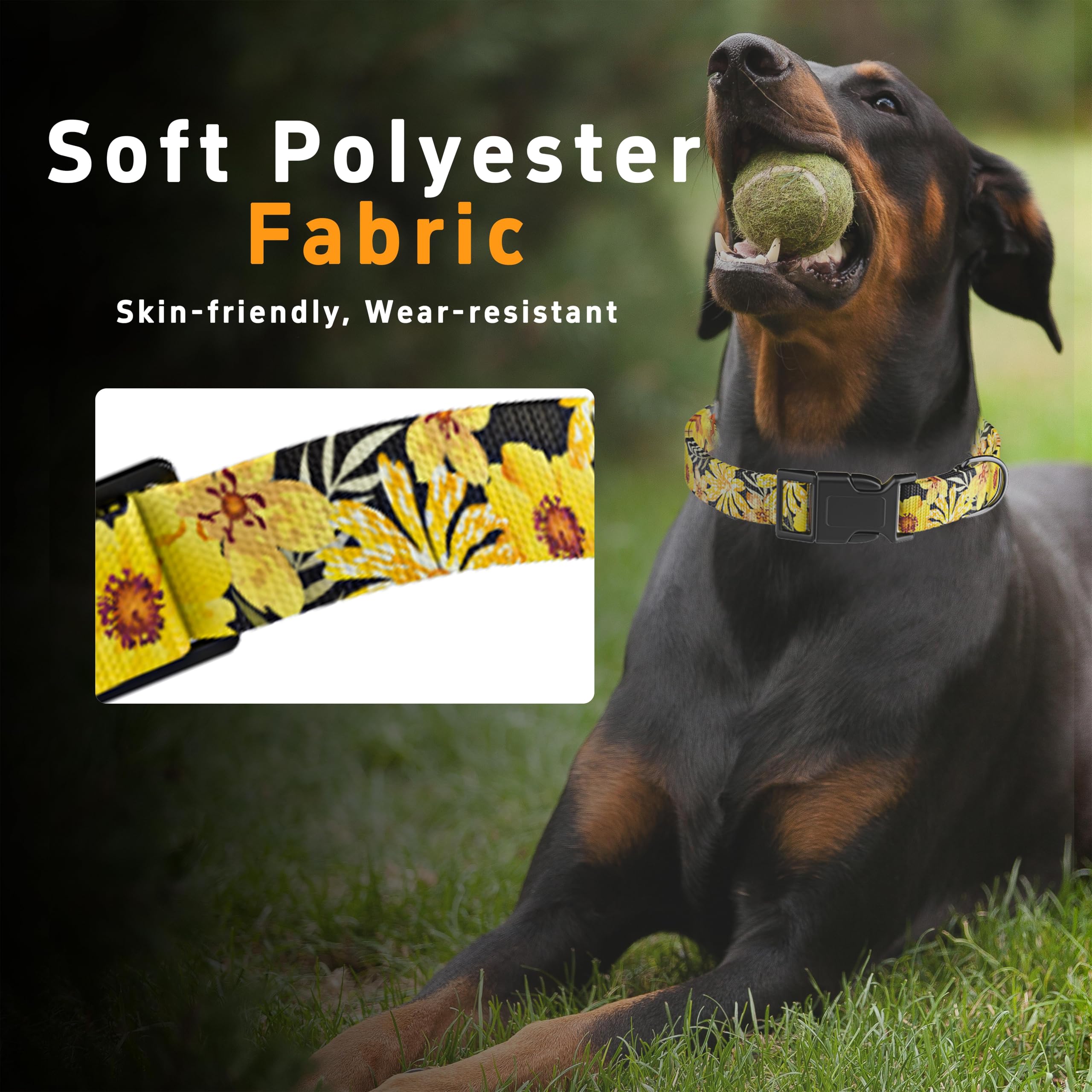 Seyezo Puppy Collar For Small, Medium, Large Dogs - Soft Floral Pattern With Safety Buckle For Boys, Girls