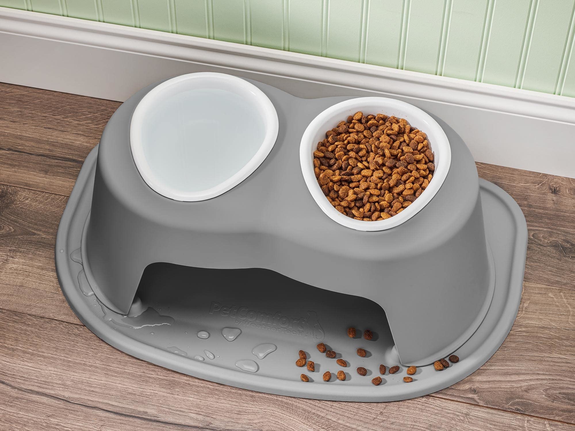 Weathertech Double High Pet Feeding System W/Plastic Dog/Cat Bowls - 8 High Stand Dark Grey (Pdhc3208Dgdg)