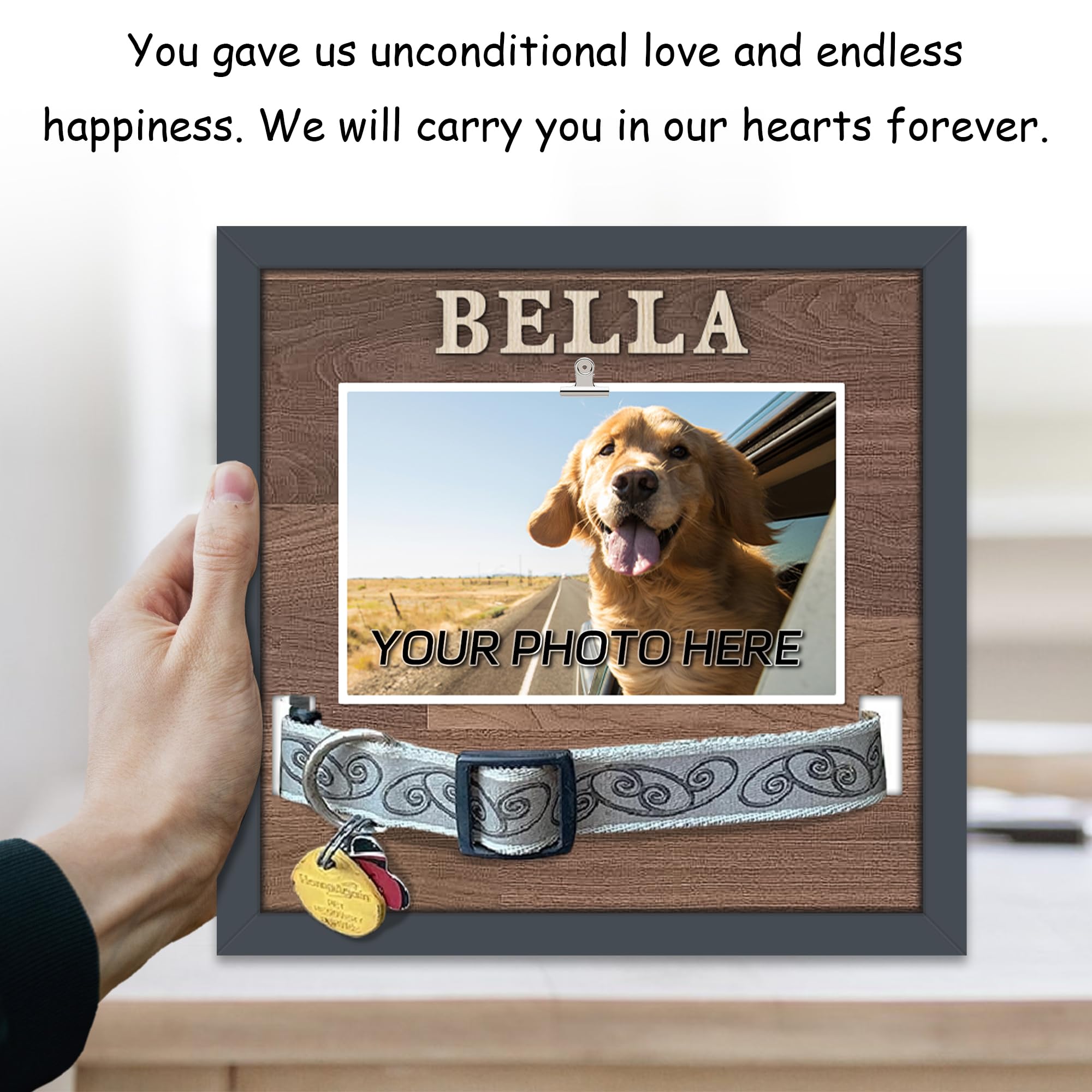 Superpaws Pet Collar Memorial Shadow Box Dog Picture Frame 9.2X9.2, Cat Or Dog Memorial Gift Pet Sympathy Remembrance Gi