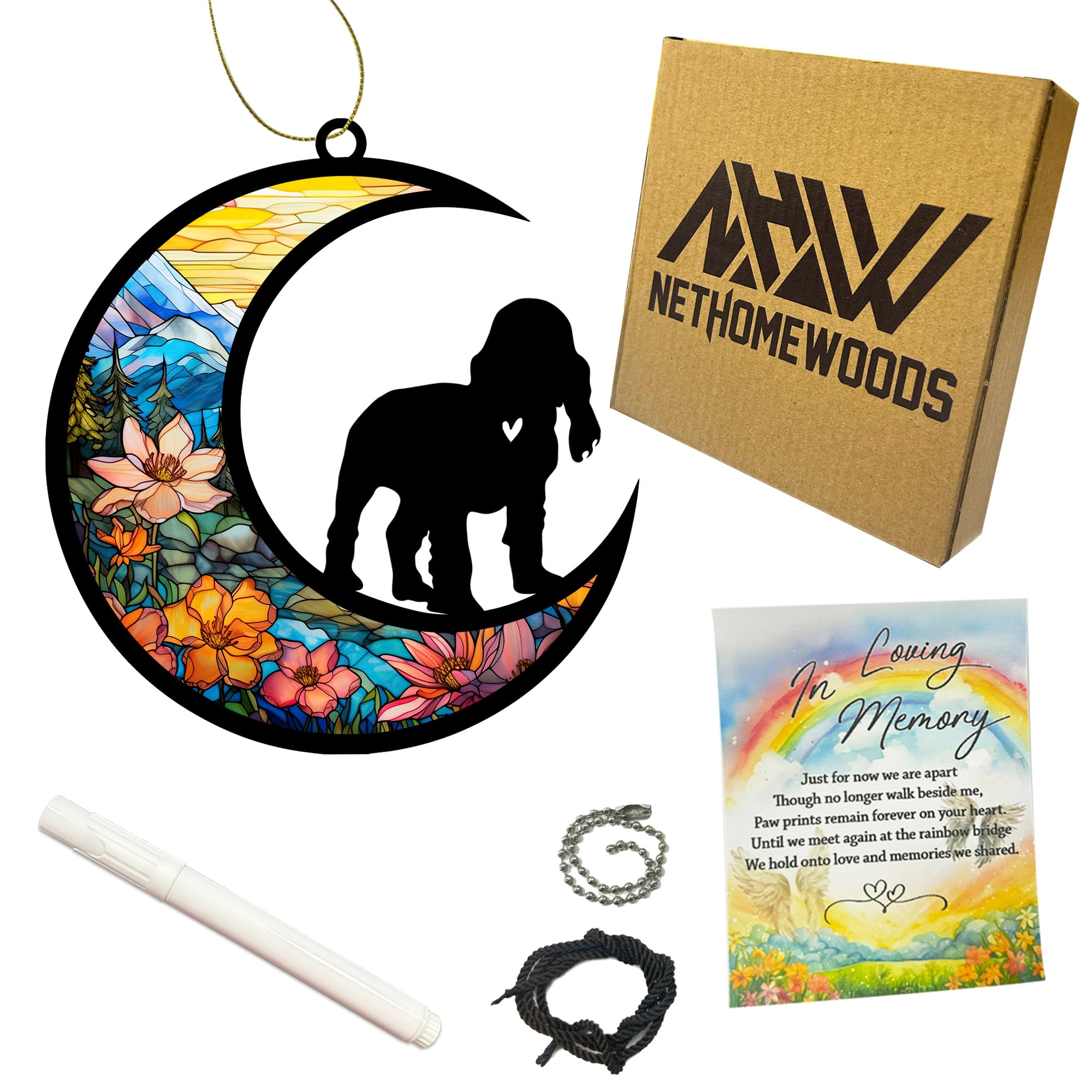 Nethomewoods Cocker Spaniel Memorial Suncatcher, Personalized Dog Loss Gift With Name & Date, Rainbow Bridge Remembrance For Dog