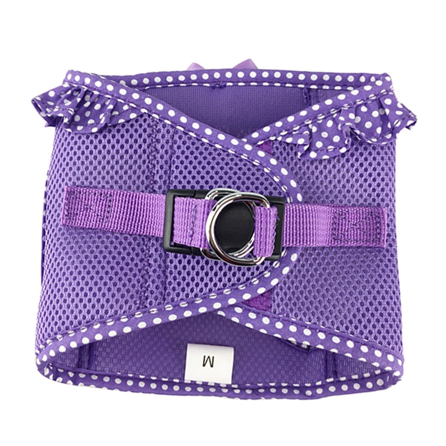 Doggie Design No Choke Dog Harness - Simple Step-In And Go Dog Vest For Small, Medium, And Large Breeds - Breathable Mesh Polyester Pet Harness - Paisley Purple Polka Dot- S