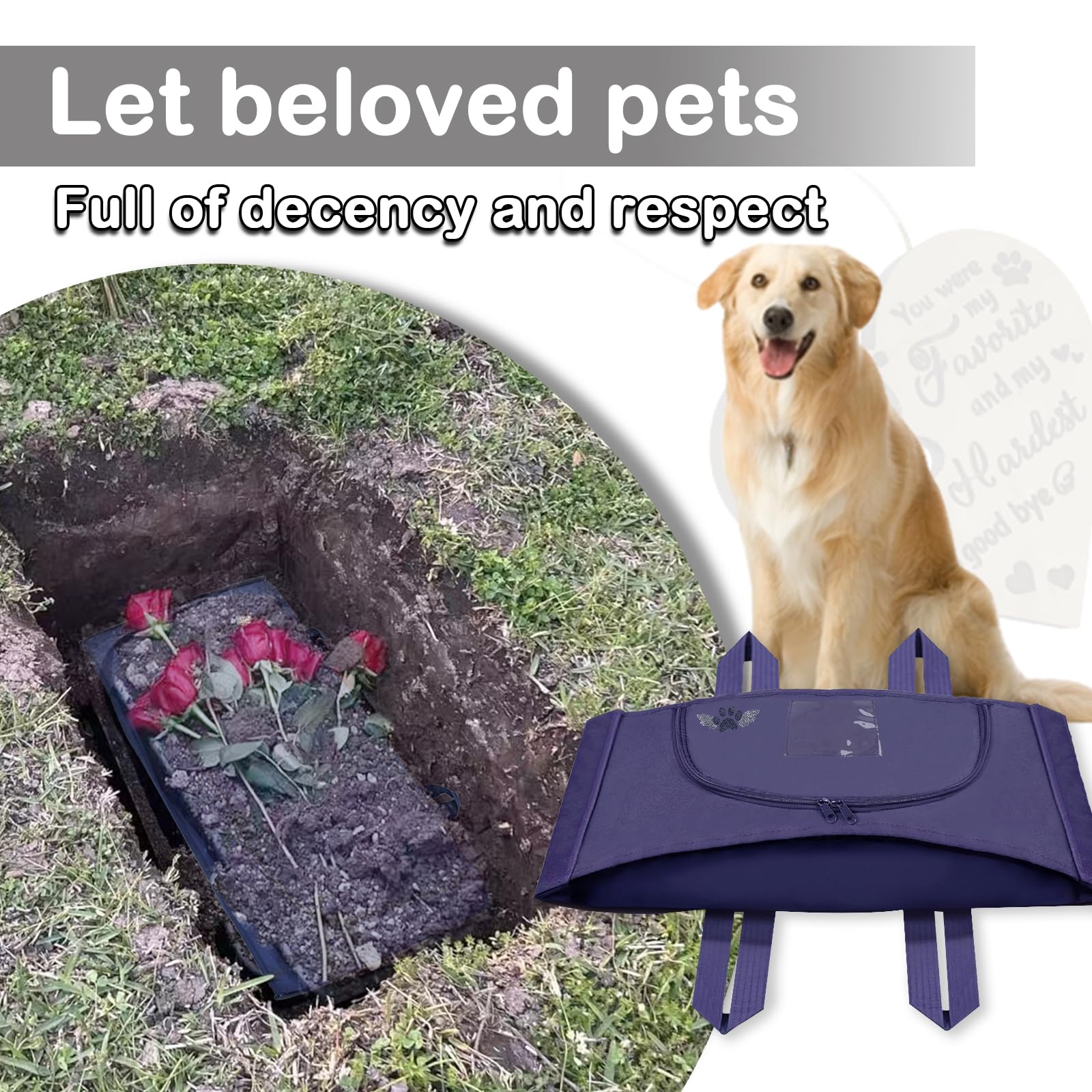Lzhtime Pet Burial, Eco Friendly Pet Body Bag Suitable For All Kinds Of Pets Pet Casket For Burial And Cremation(Blue,S)