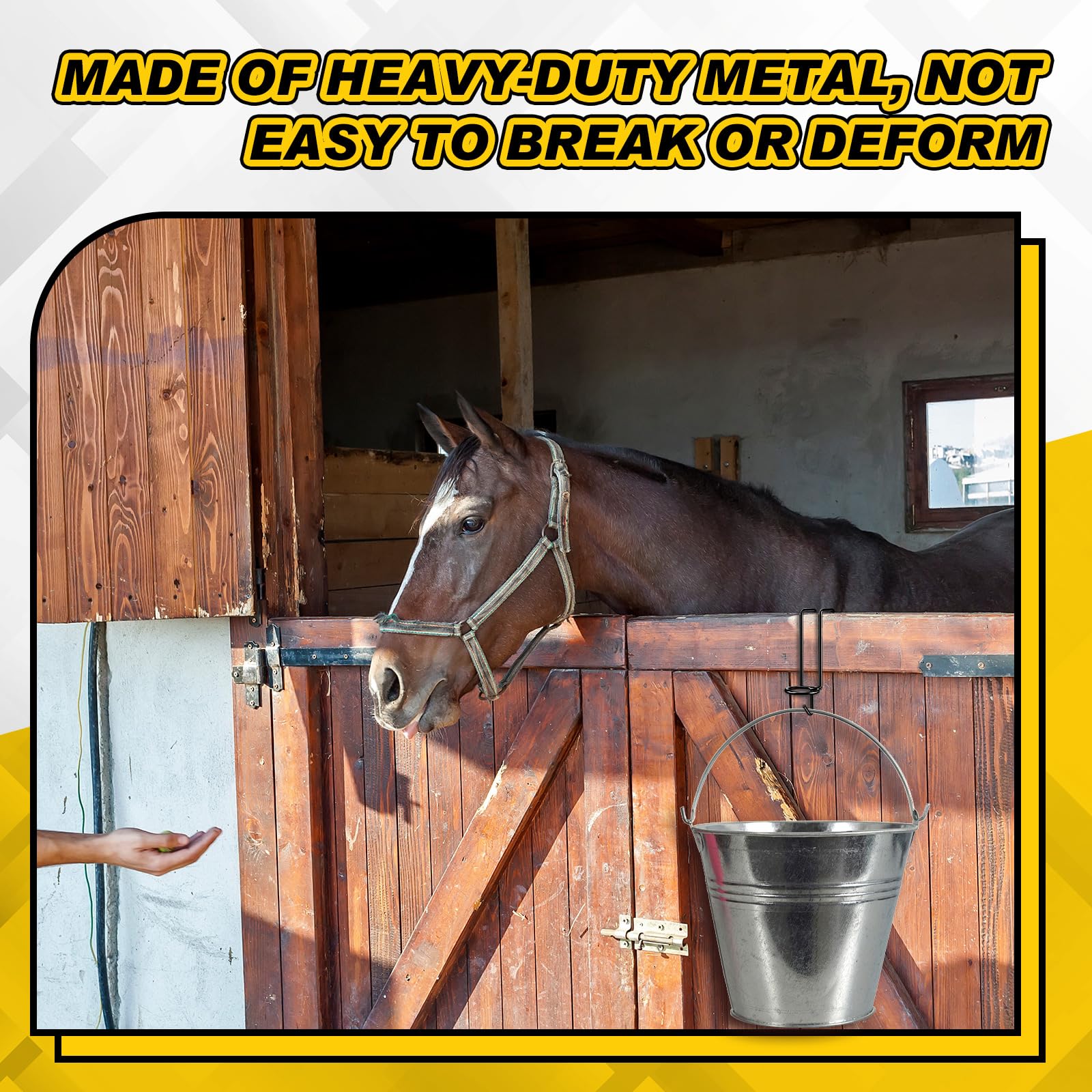 Hicarer Horse Water Bucket Hooks - 2 Pack Removable Hangers for Stall Walls, Over the Fence, Black