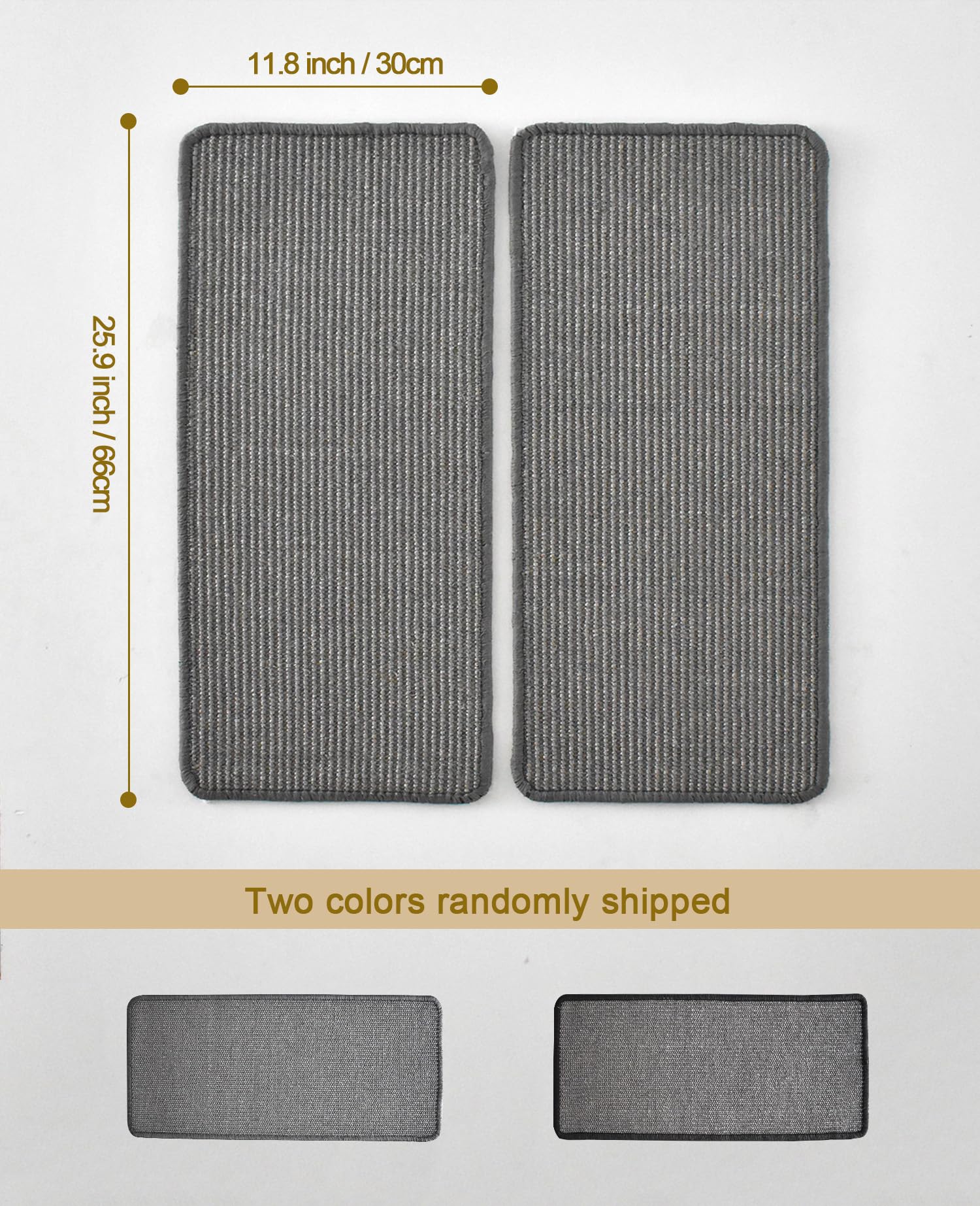 Miaoge 2Pcs 25.9X11.8 Inch Sisal Cat Scratching Mat,Wall Corner Cat Scratcher,Self-Adhesive Scratch Mat For Floor,Horizontal And