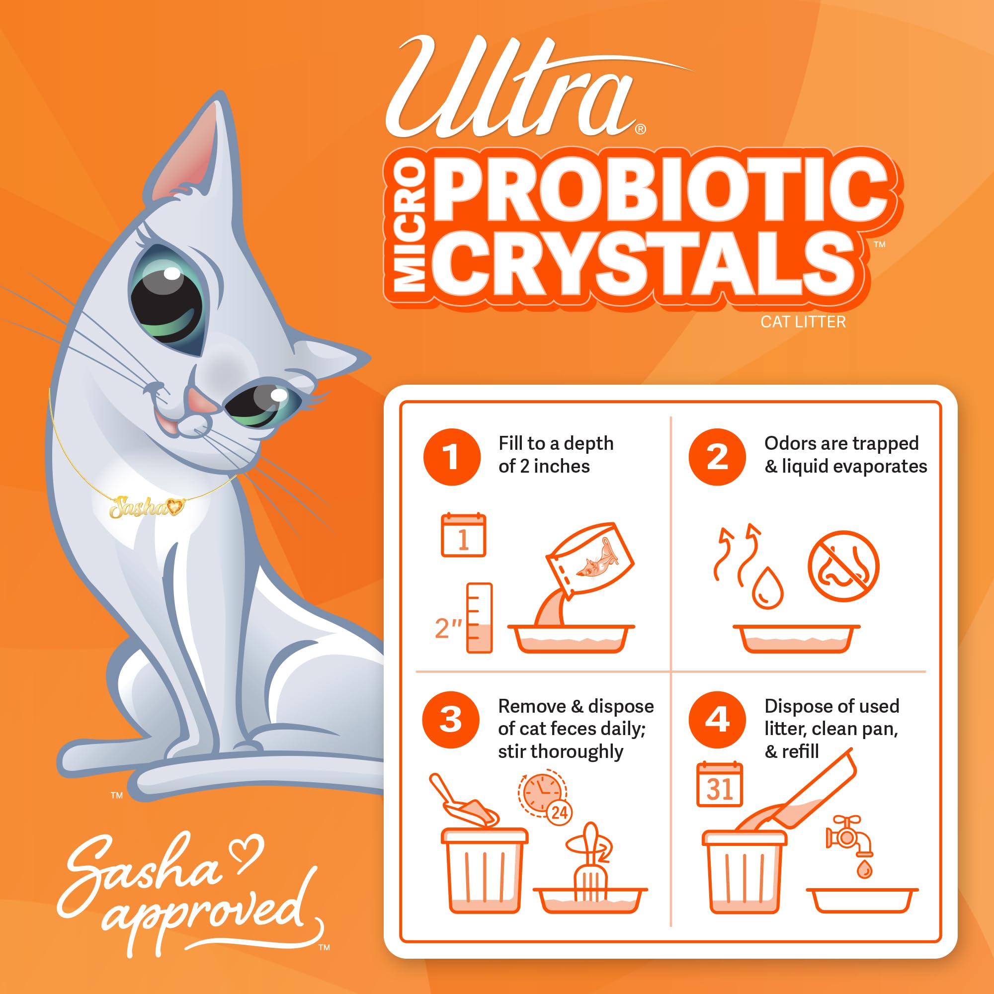 New Ultra Probiotic Micro Crystals Cat Litter - 99.9% Dust Free, Soft On Paws, Fragrance Free - 5 Lbs.
