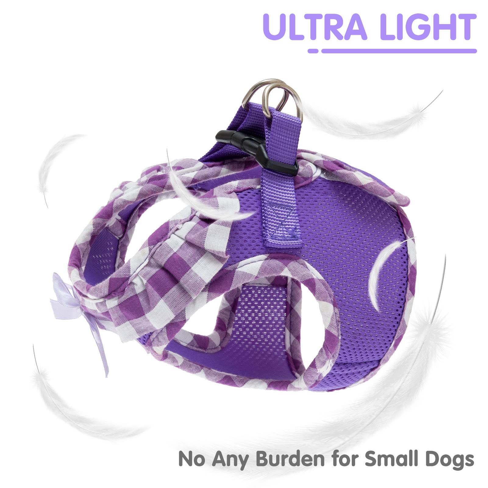 Pupteck Small Dog Harness No Pull Step-In Puppy Cat Harness Soft Mesh For Girls, Purple Xxs