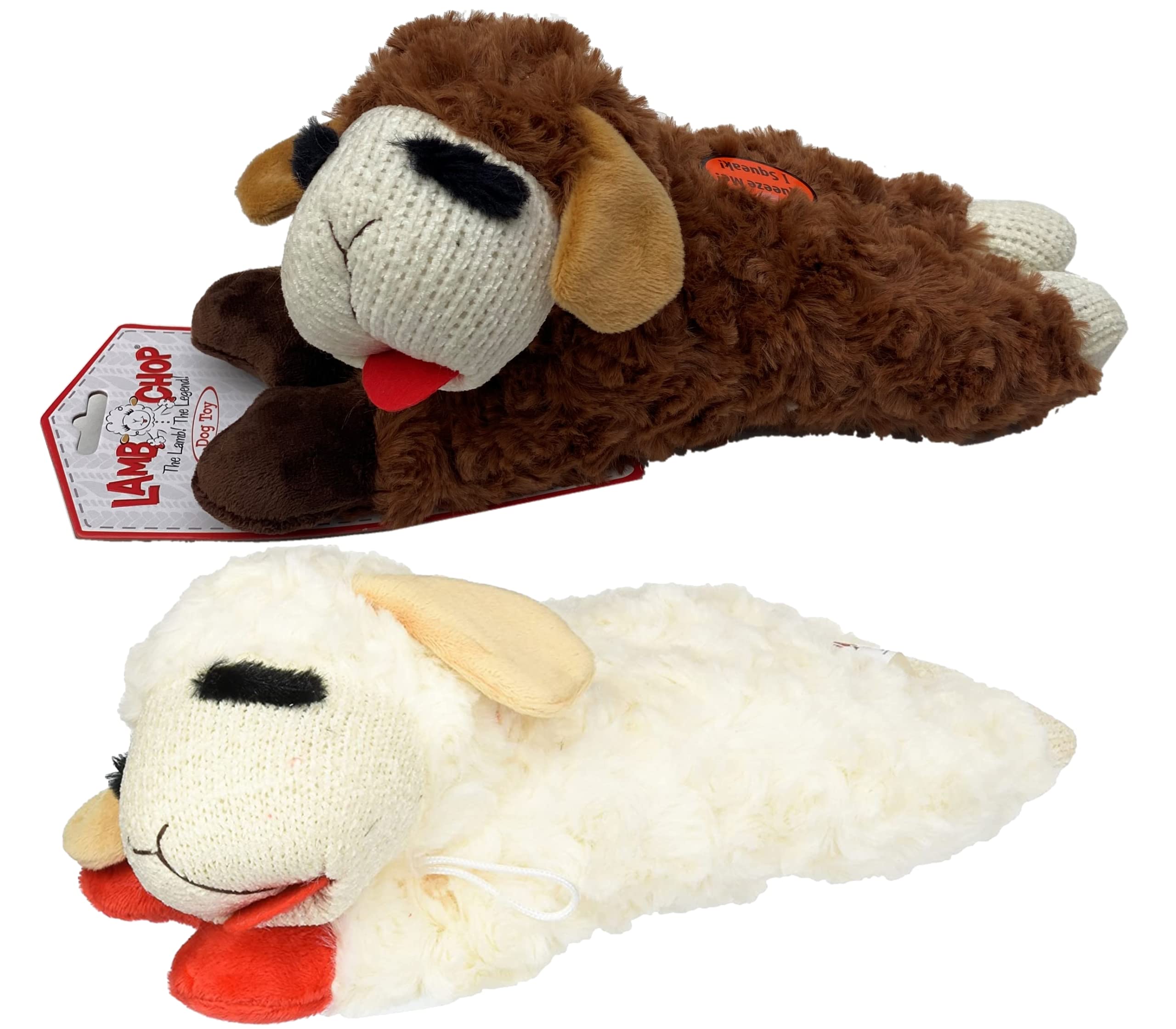 HDP Lambchop Brown 10'' with Squeaker Color:White/Brown Size:Set