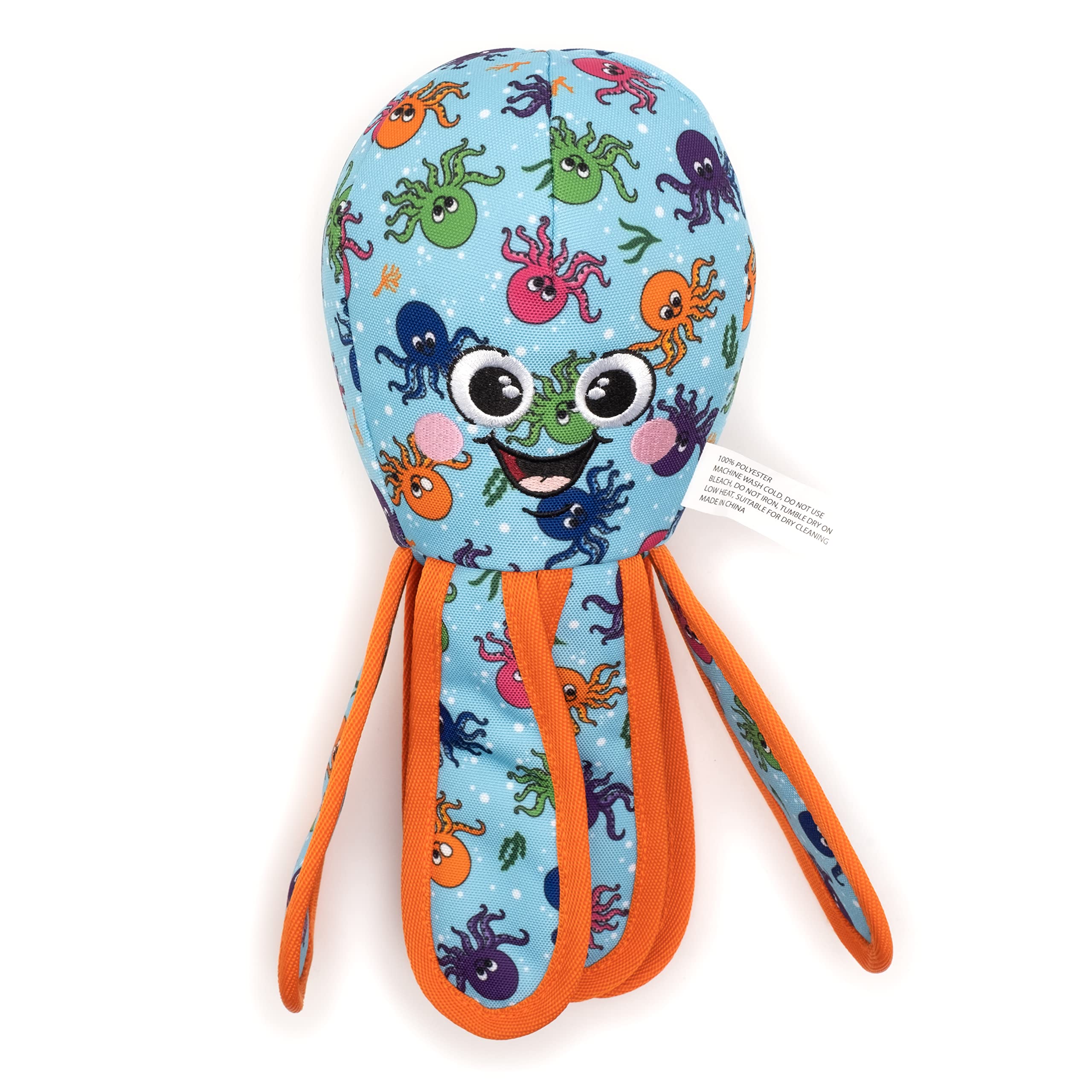 The Worthy Dog Otis Octopus Durable Strong Squeaky Dog Toy - Soft And Safe For Indoor Play, Tough Enough For Outdoor Fun - Blue