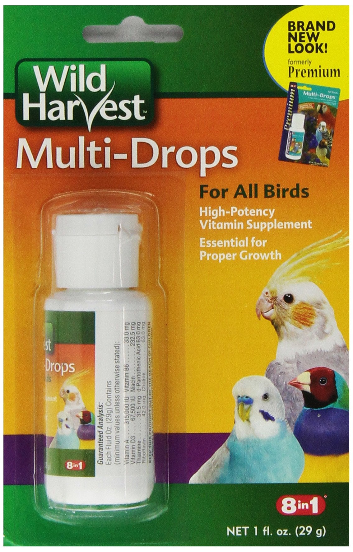 United Pet Group Wild Harvest MultiDrops for All Birds 1 Ounce, HighPotency Vitamin Supplement (D13123)