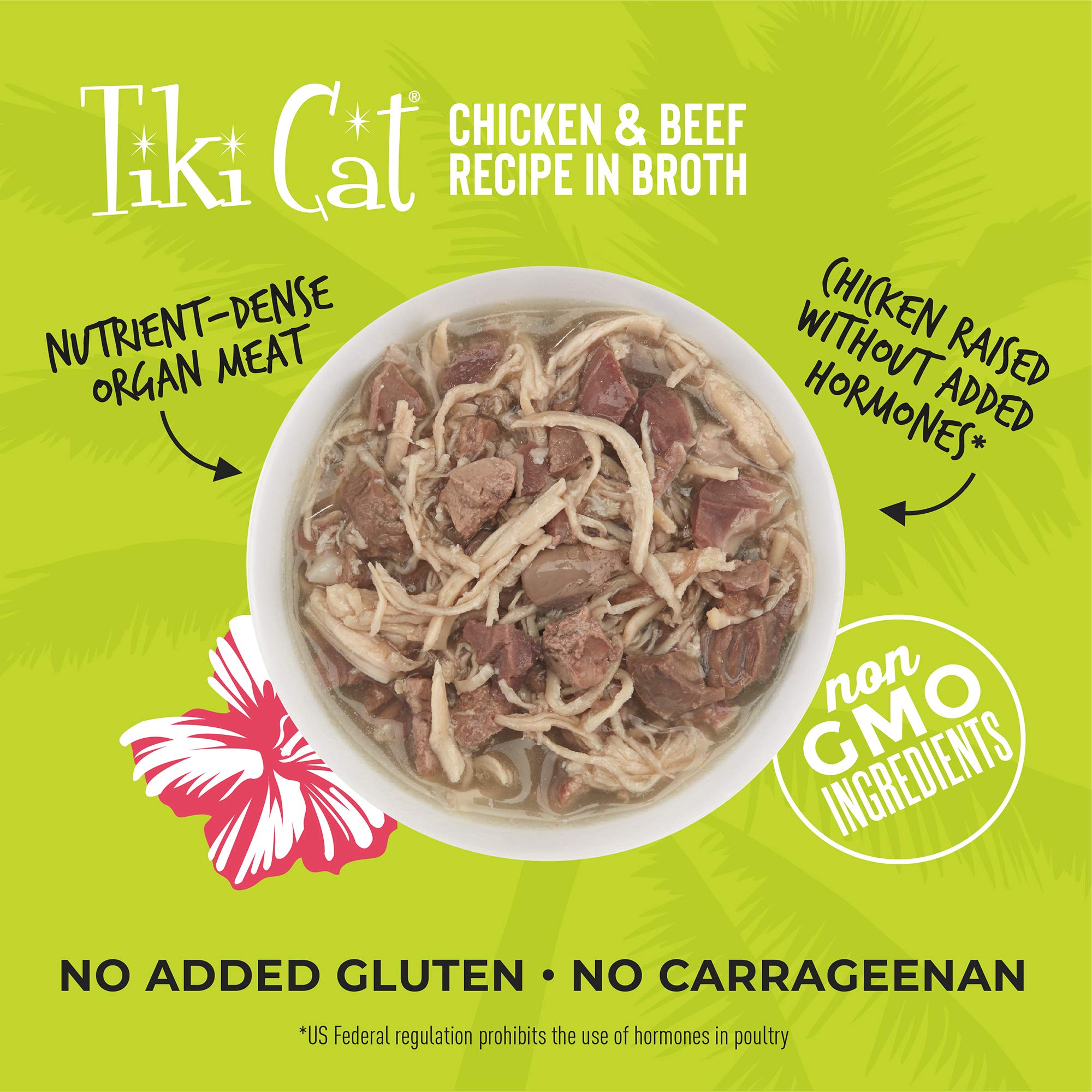 TIKI PETS Cat After Dark Grain-Free, Low-Carbohydrate Wet Food with Real Shredded Meat for Cats & Kittens, 2.8oz, 12pk, Chicken
