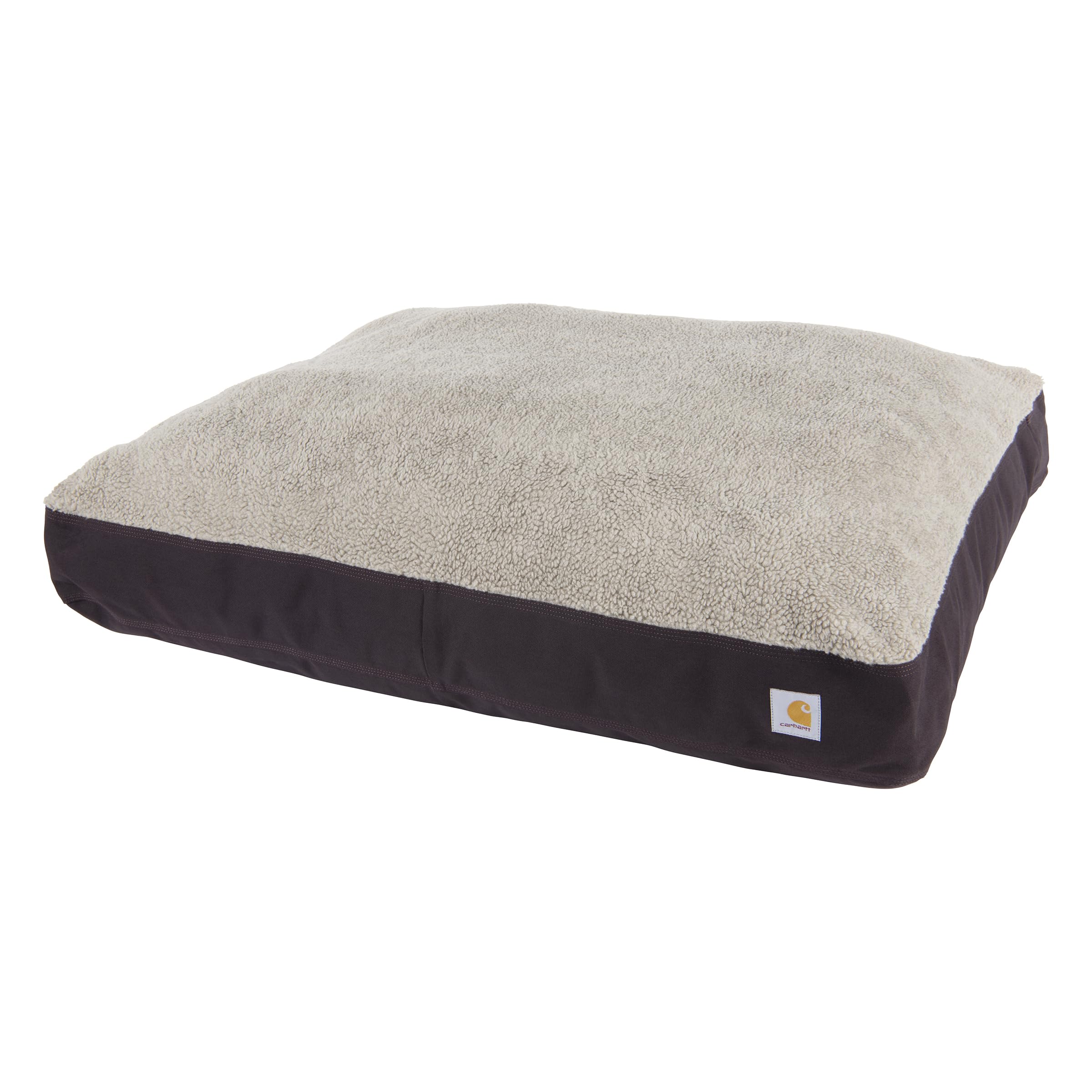 Carhartt Durable Canvas Pet Bed, Water Resistant Firm Duck Dog Bed, Deep Wine (Sherpa Top), Medium