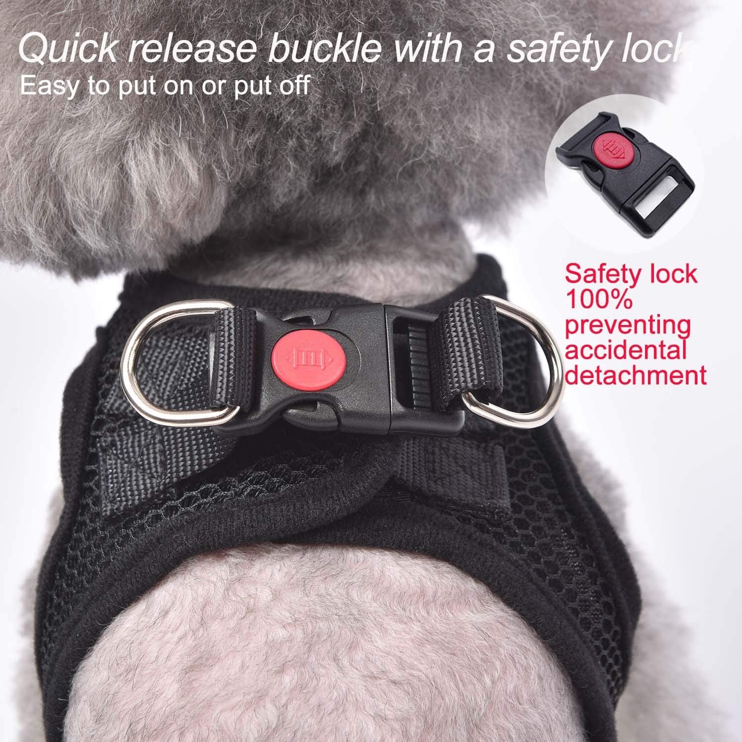Matilor Dog Harness Step-In Breathable Puppy Cat Dog Vest Harnesses For Small Medium Dogs Black