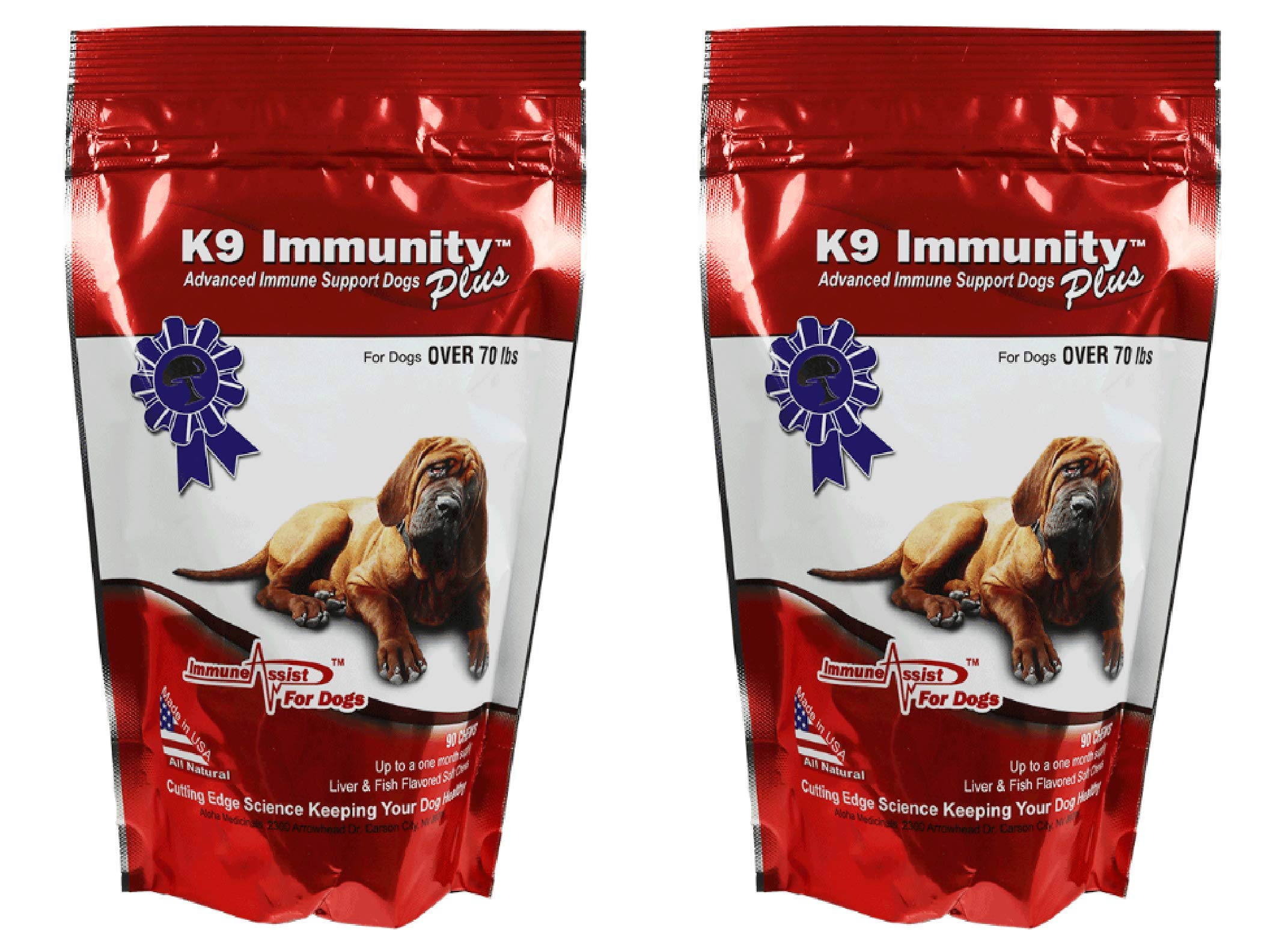 Aloha Medicinals K9 Immunity Plus, Immune Support Supplement for Dogs Over 70 lbs, Organic and Mushroom Enhanced Dog Health Supp