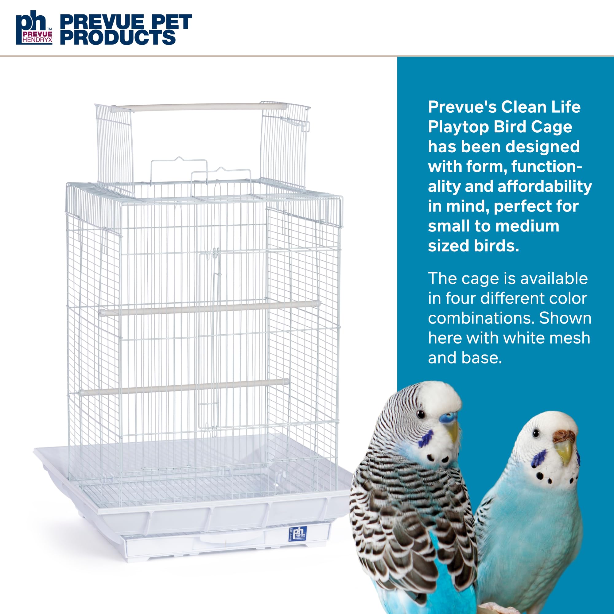 Prevue Hendryx Clean Life Playtop Cage, White, 1/2'' (Sp851W/W)