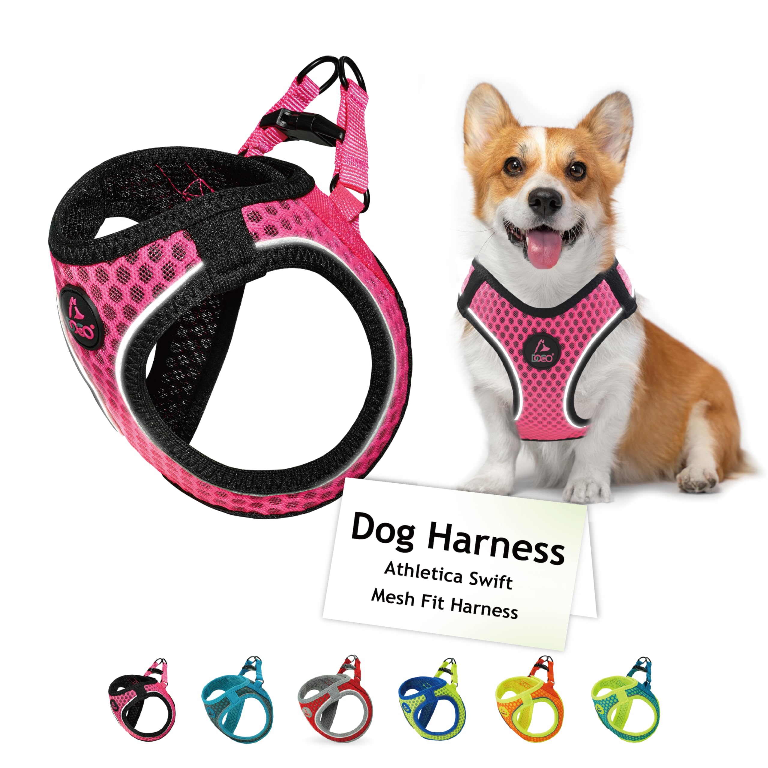 DOCO Dog Harness (Chest 18.5-19.5, Weight 15-20 lbs) Athletica Adjustable Heavy Duty No Choke Puppy Vest for Small Dogs Lightwei