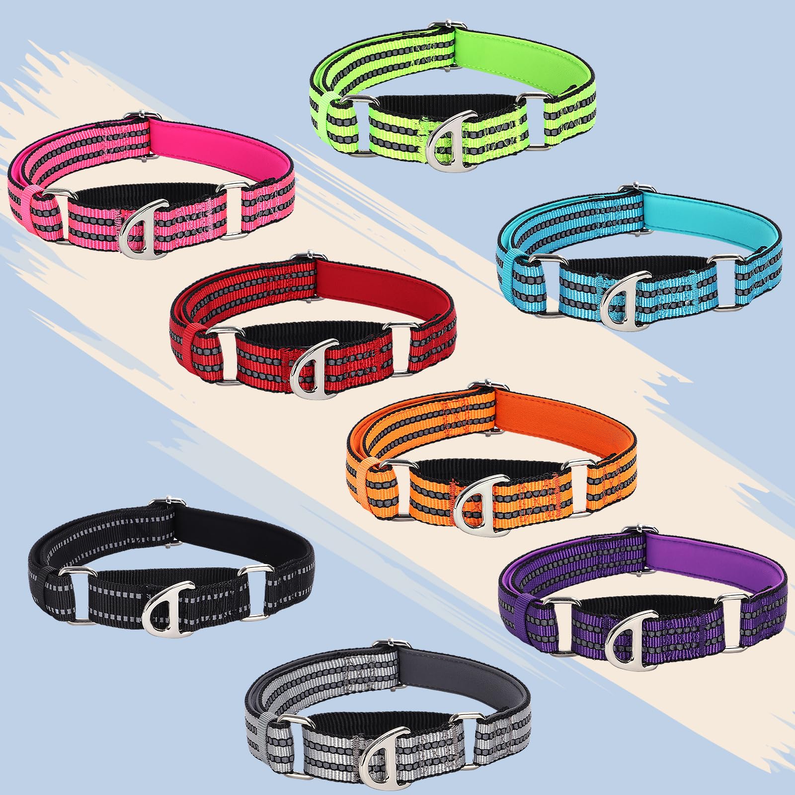 Martingale Collar For Large Dogs, Reflective Nylon No Pull Choke Collar With Padded Heavy-Safe Dog Collar For Training,Nighttime