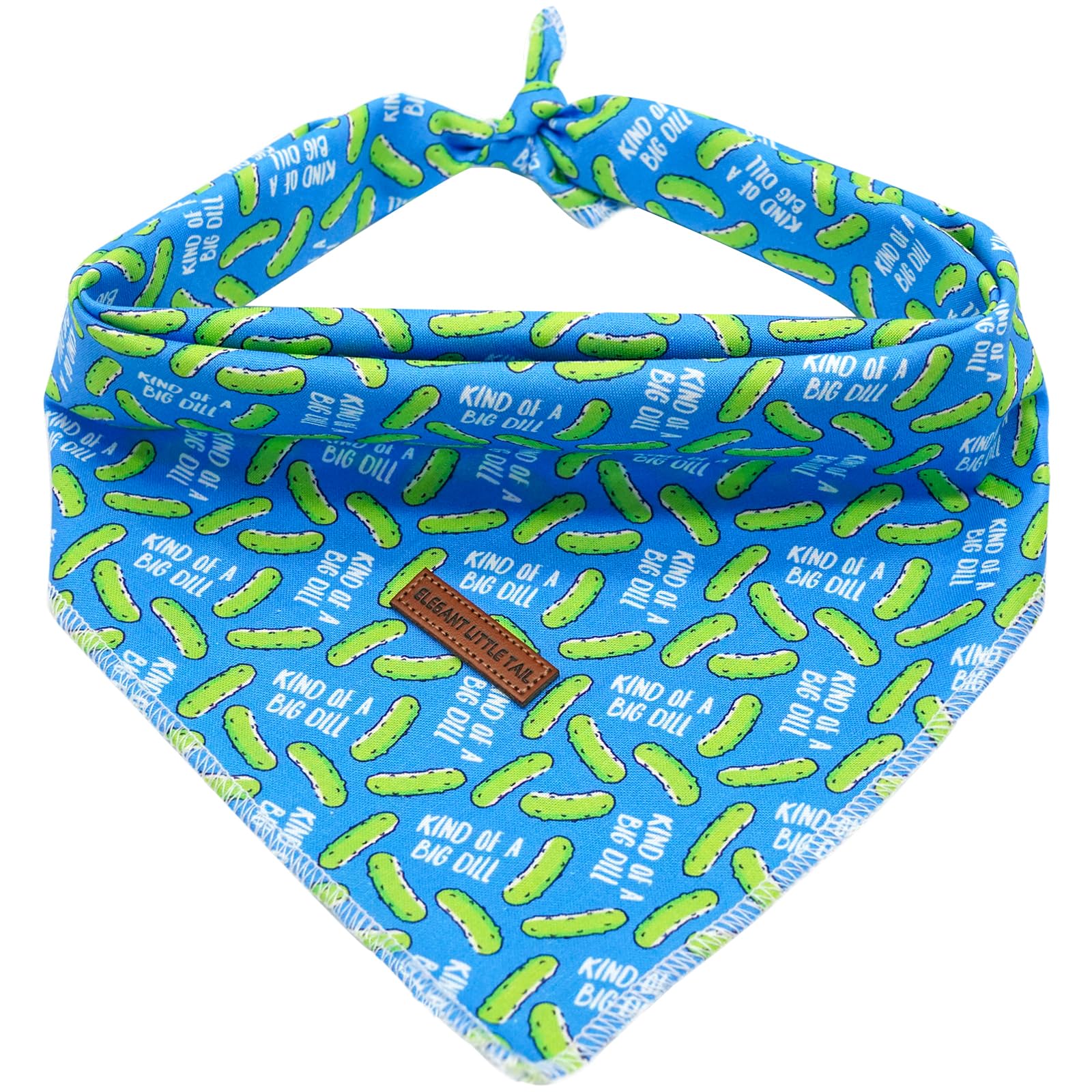 Elegant Little Tail Dog Bandana - Dill Pickles Print Pet Birthday Gift, Boy Bibs Scarf, Soft Adjustable Square Kerchief For Larg