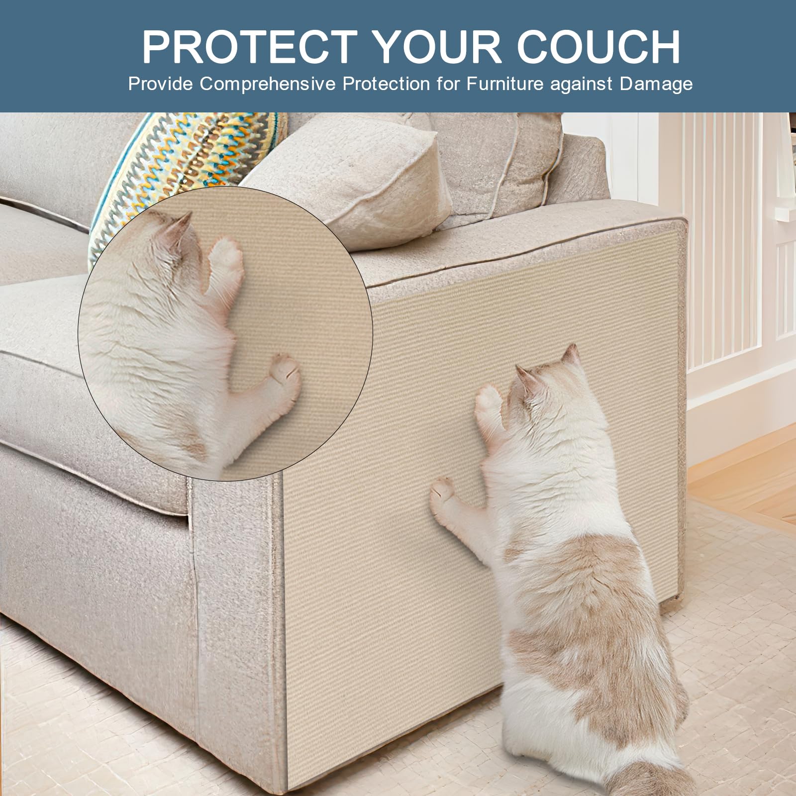 Ankilo Upgraded Cat Scratching Mat, 39''X15.7'', Self-Adhesive Scratching Boards, Felt Cat Scratching Mat, Free Cutting, Cat Scr