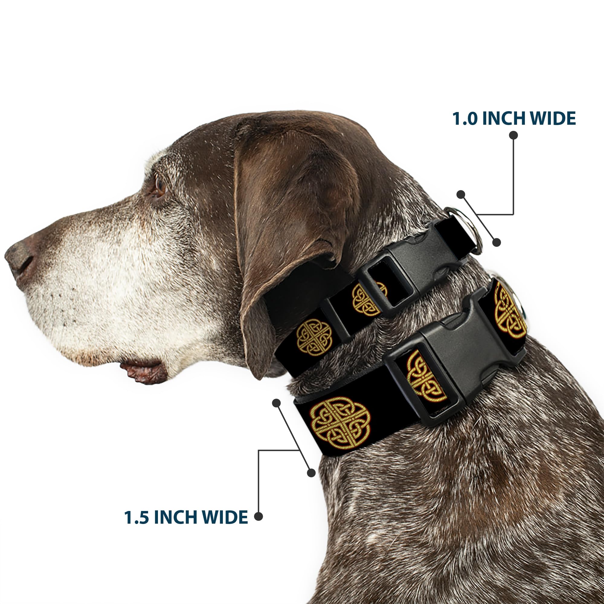 Buckle-Down 6-9'' Celtic Knot Black/Burgundy/Gold Plastic Clip Collar, Narrow Small