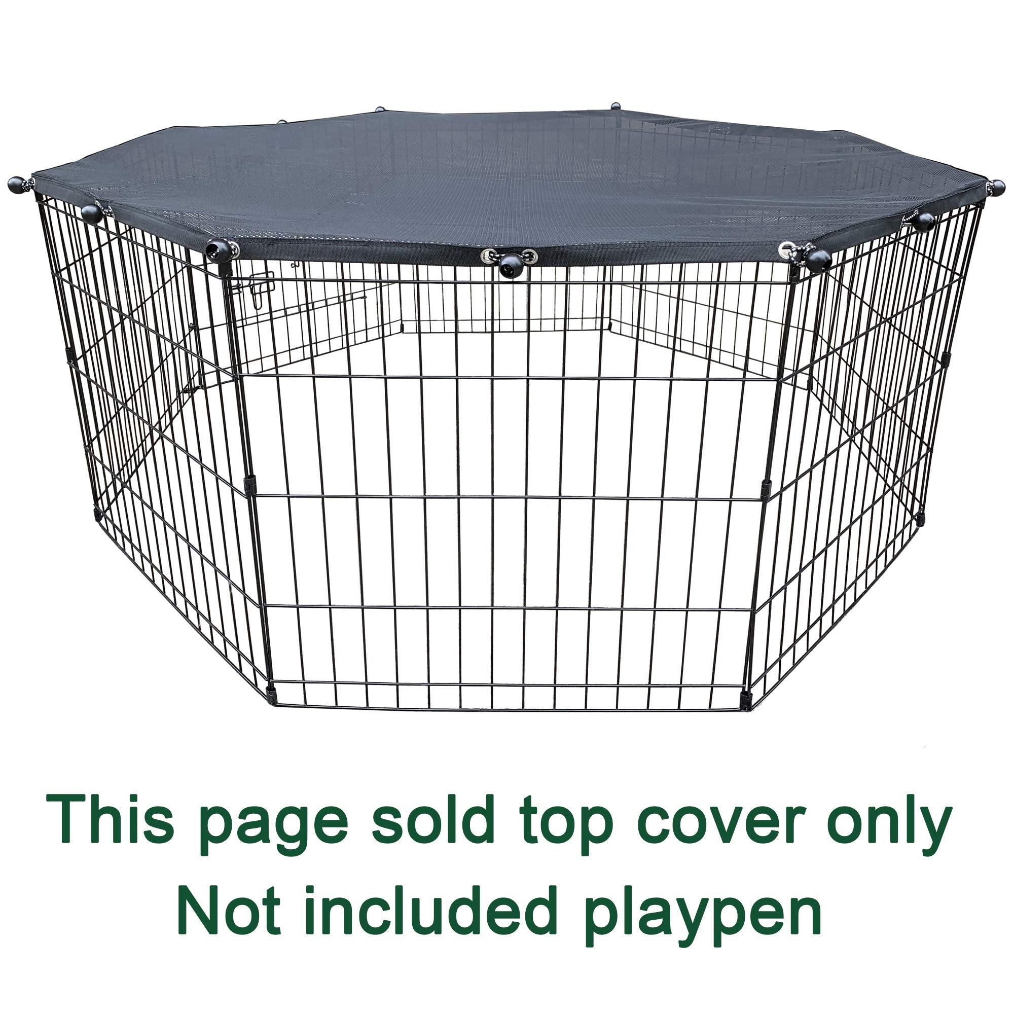 YGCASE Universal Dog Playpen Top Cover - Polyester, Fits 24" Wide Pen, Black/Grey/Silver, Provides Shade & Security for Indoor/Outdoor Use