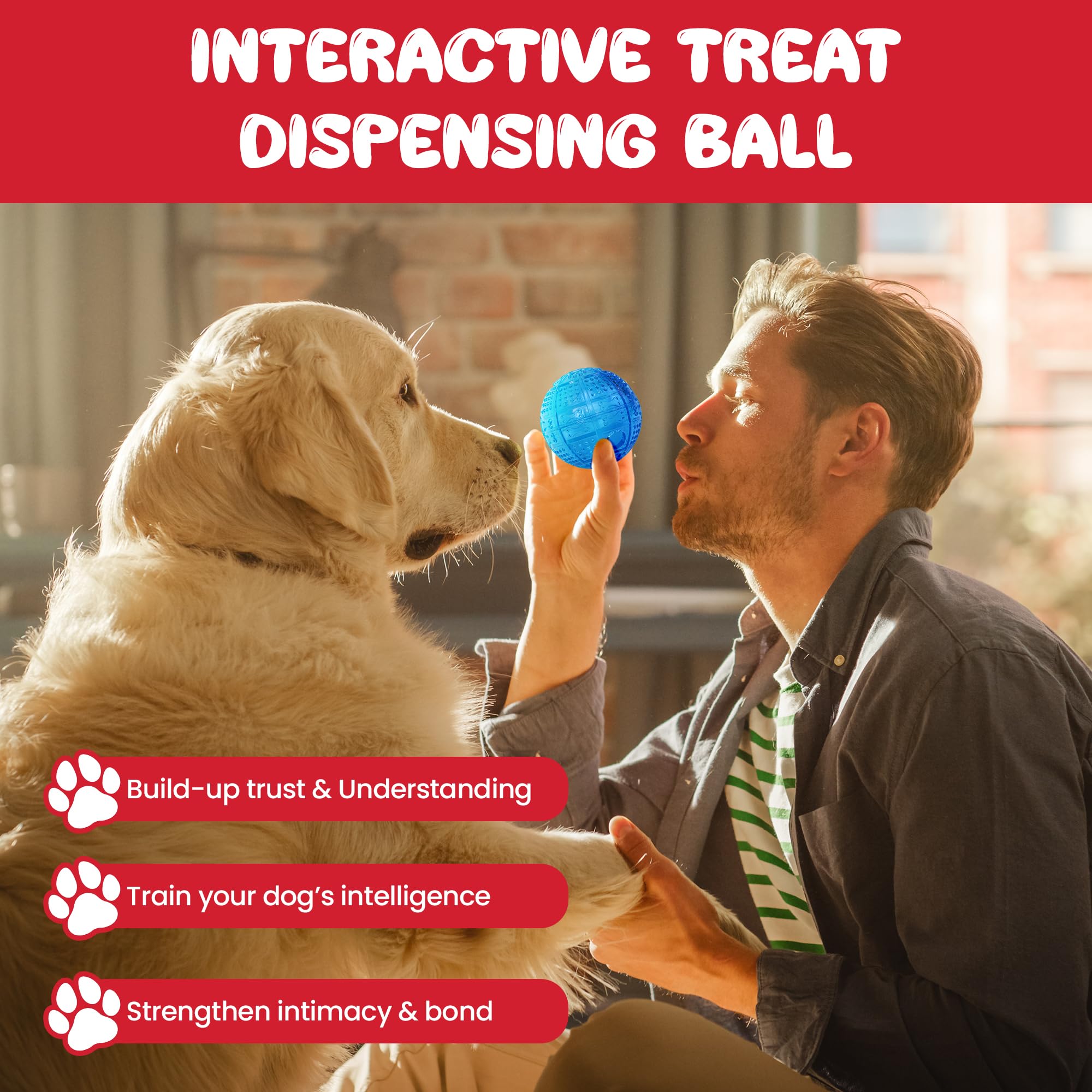 Ethical Pets Dura Brite Treat Ball Dog Toy,Medium Breeds
