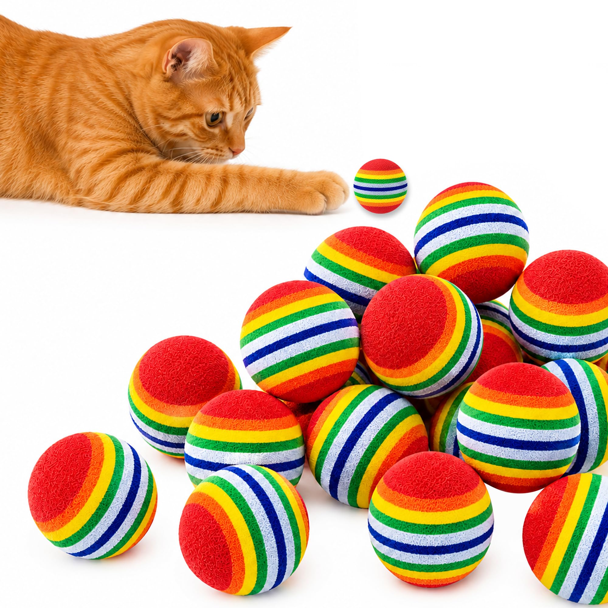 Pet Show Pet Show Bulk Coloured Cat Toys Balls Soft Eva Foam Rainbow Balls Interactive Cats Dogs Toys (100Pcs)