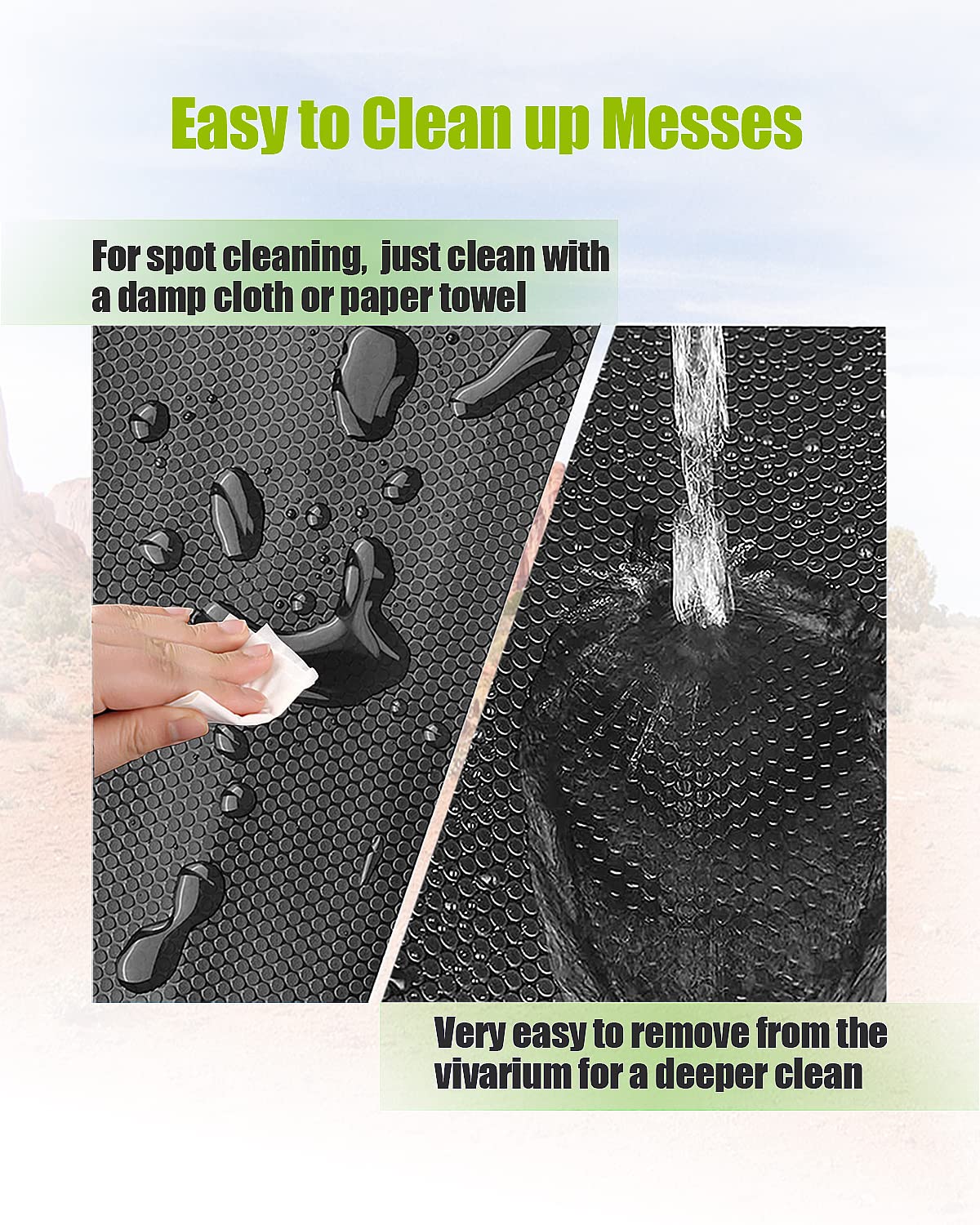 Helidrago Bearded Dragon Tank Accessories - Black Mat 4x2x2, Ideal Reptile Substrate for 120 Gallon Enclosure, Model Mat24